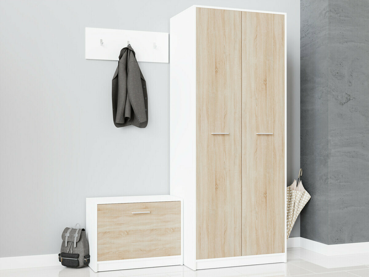 Παπουτσοθήκη Novsore 111 (Άσπρο + Sonoma οξιά)