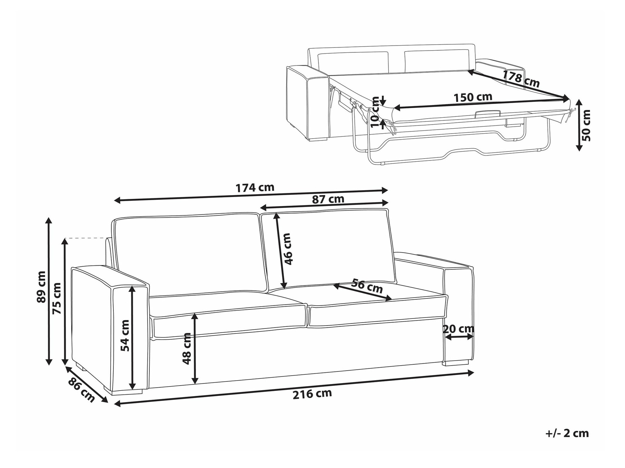Sofa bed Berwyn 2375 (White)