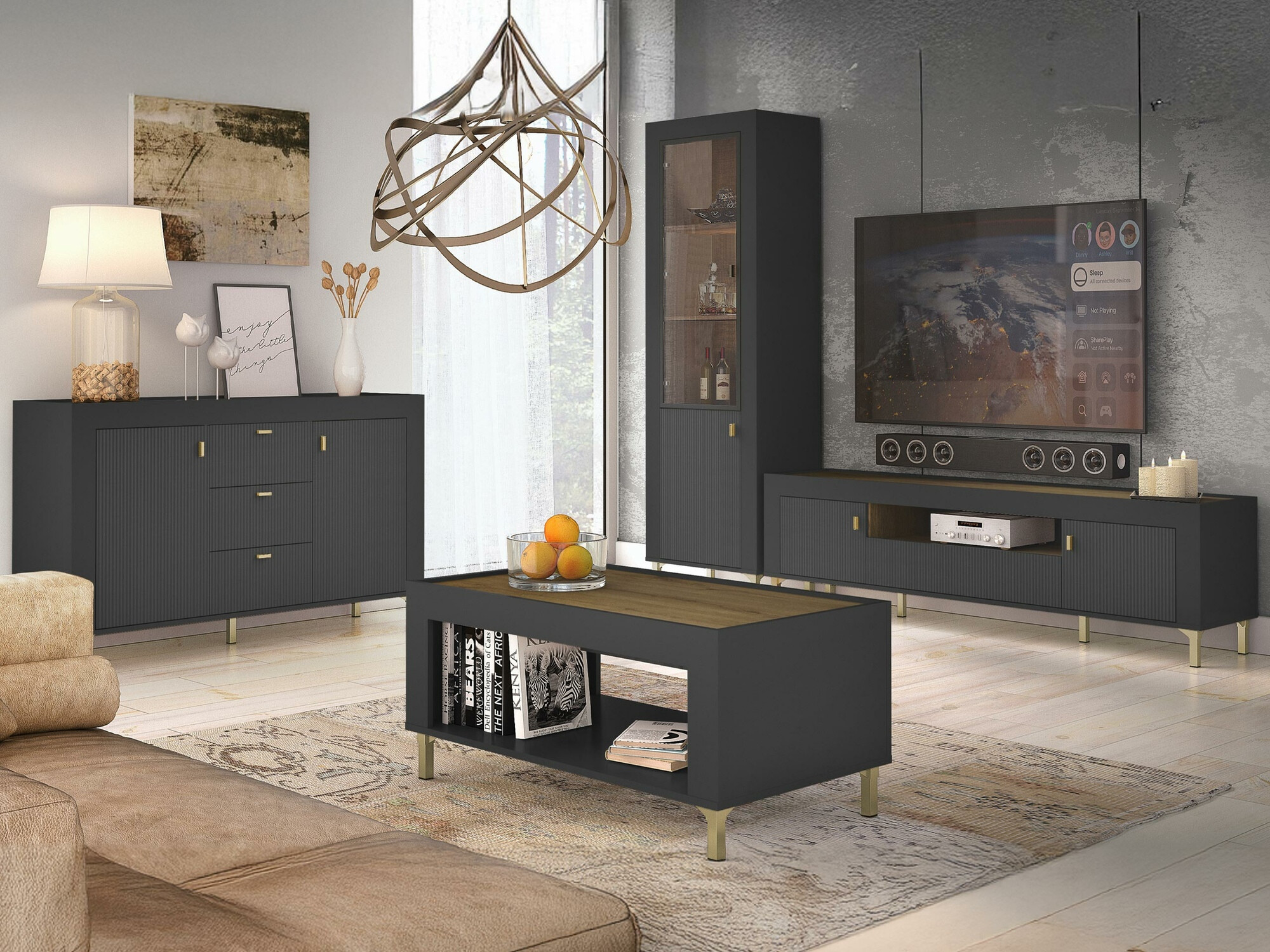 Living room set Mormavu 114 (Matte black)