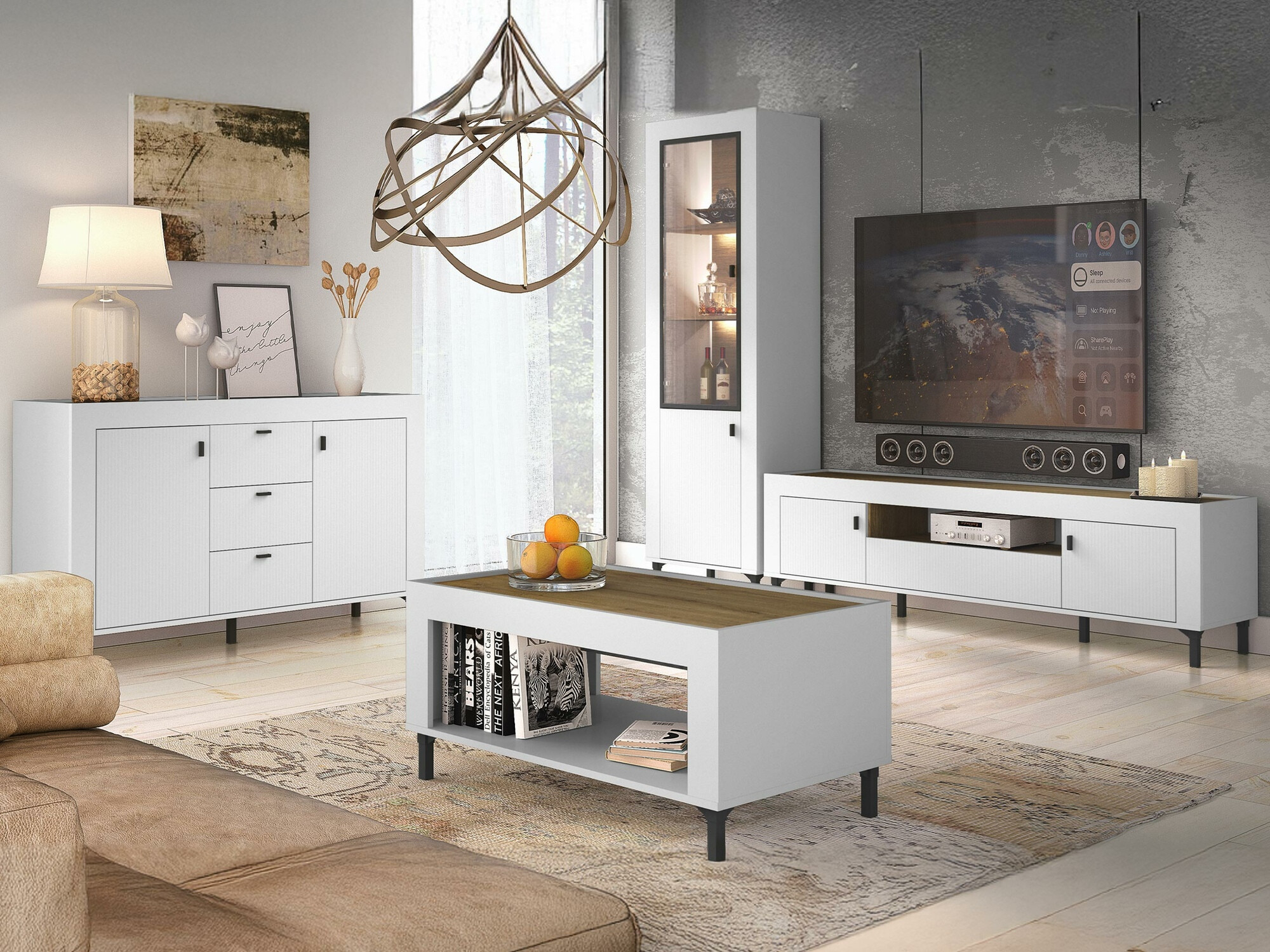 Living room set Mormavu 114 (Matte white)
