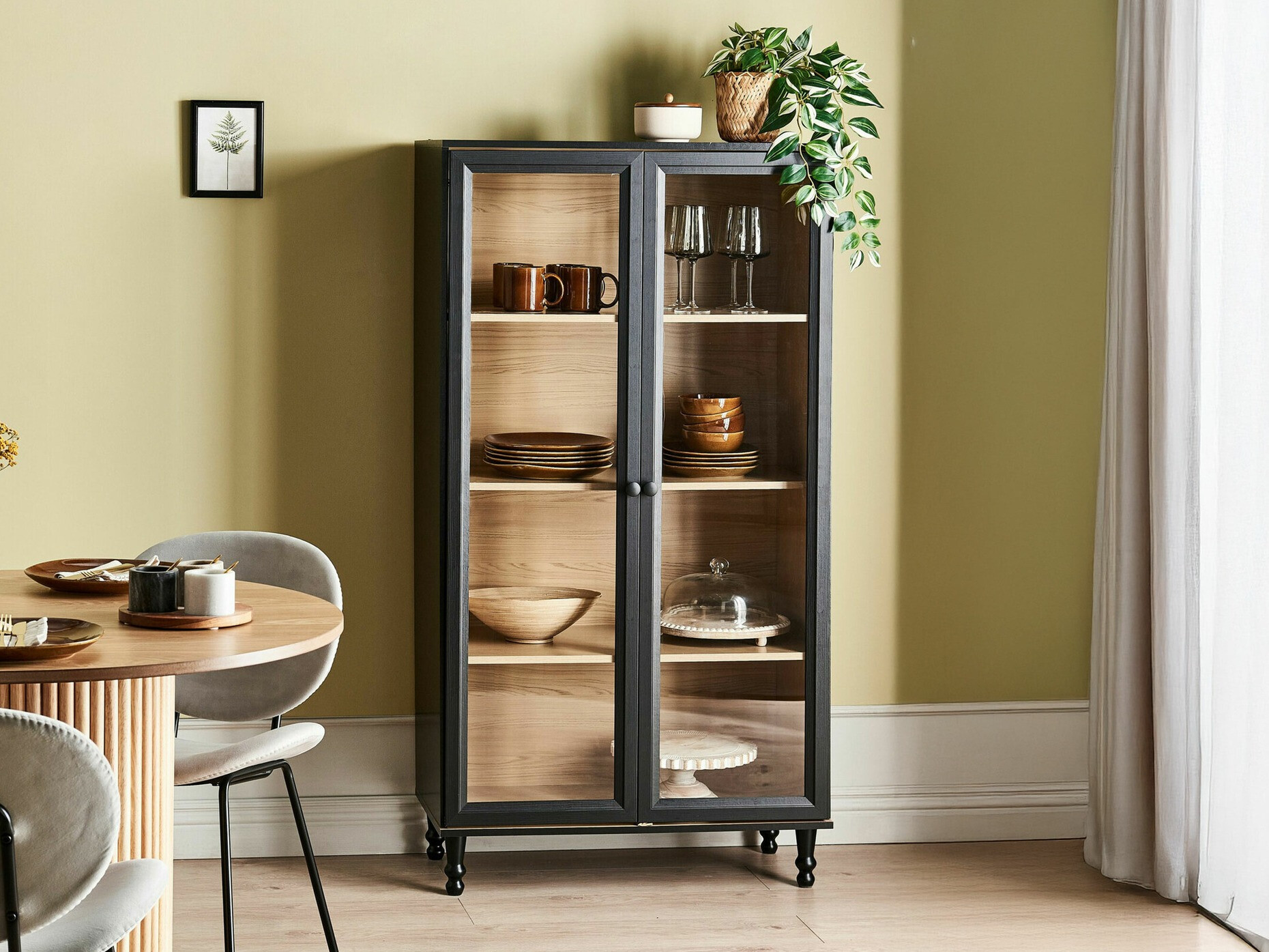 Βιβλιοθήκη Berwyn 2385 (Μαύρο + Ανοιχτό χρώμα ξύλου)