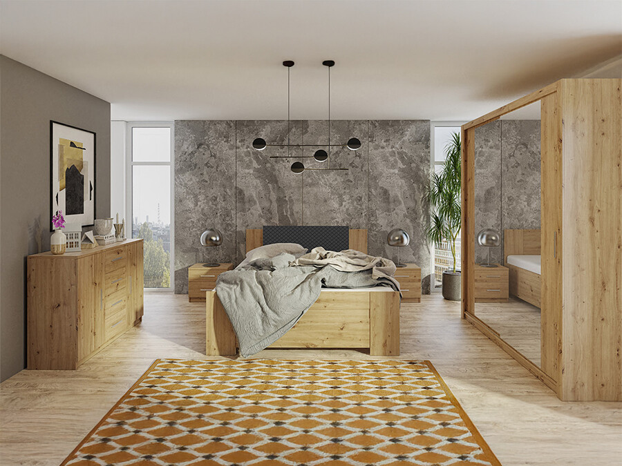 Bedroom set Catromi 121 (Artisan oak + Soft Pik 011)