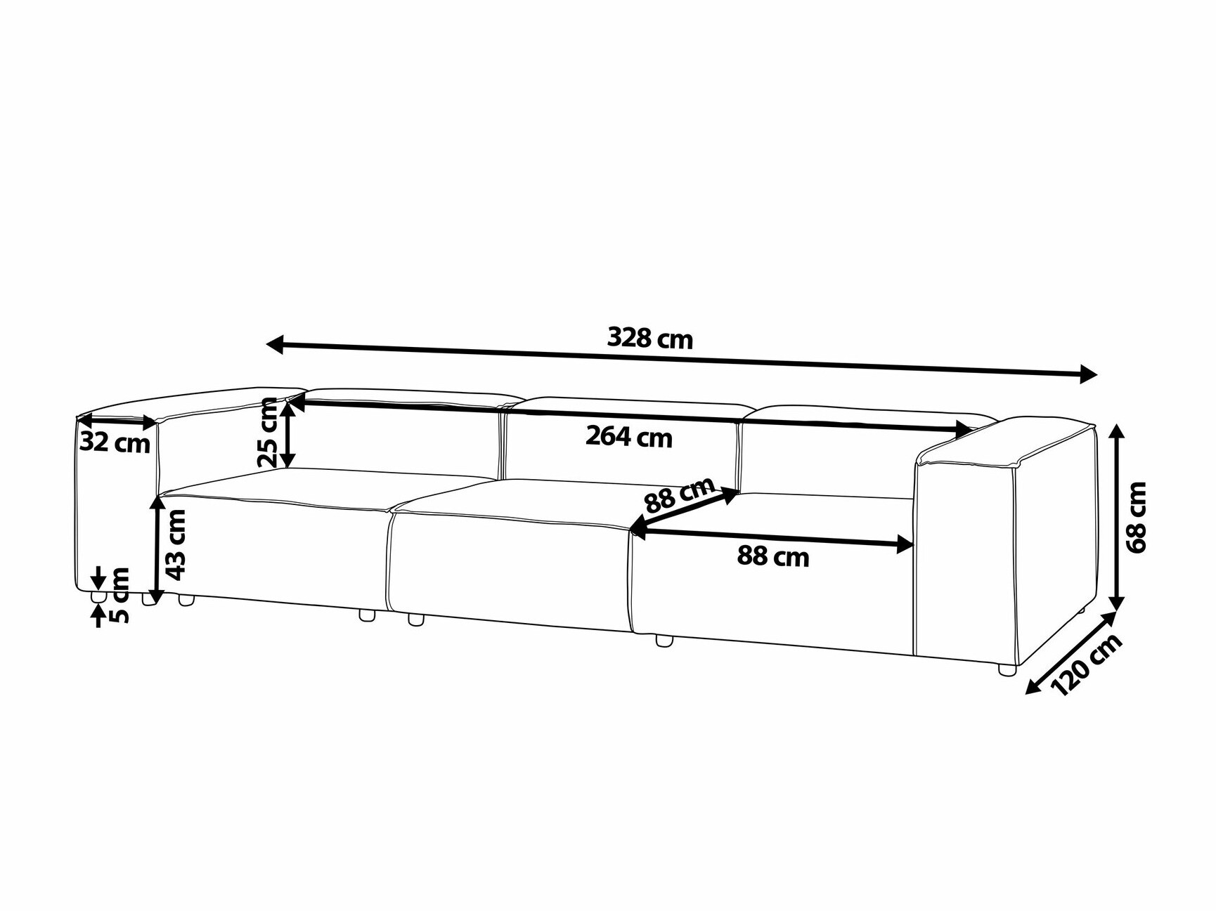 Αρθρωτός καναπές Serophi 104 (Μπεζ)