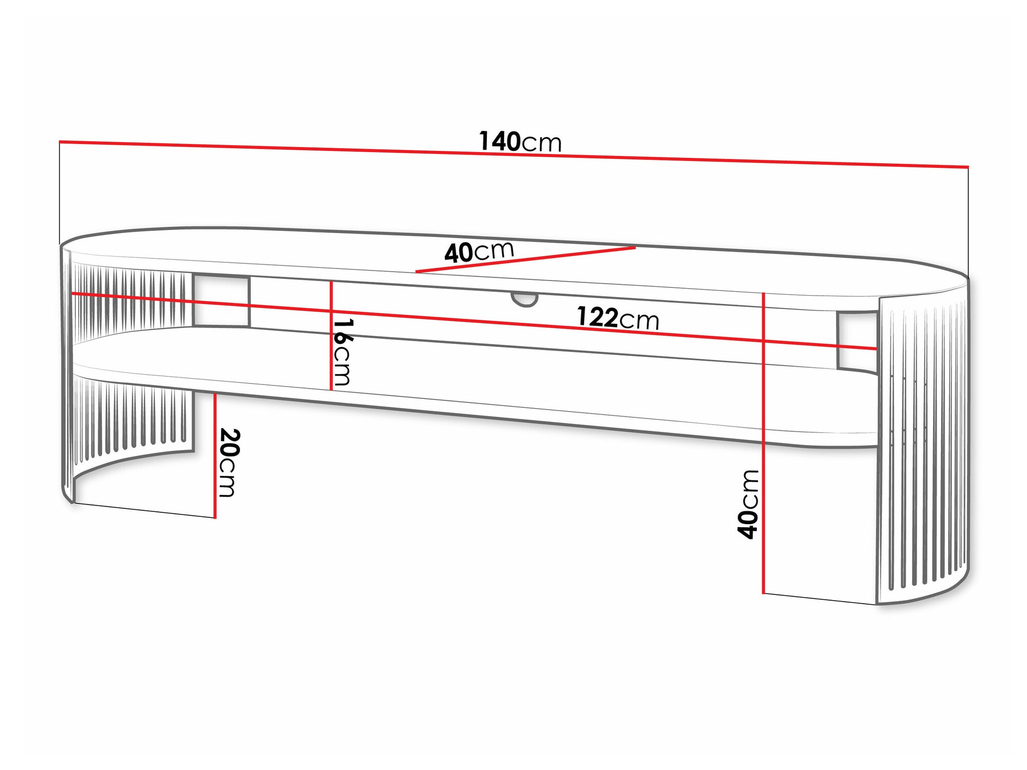 Έπιπλο τηλεόρασης Civer (Μαύρο + Άσπρο)