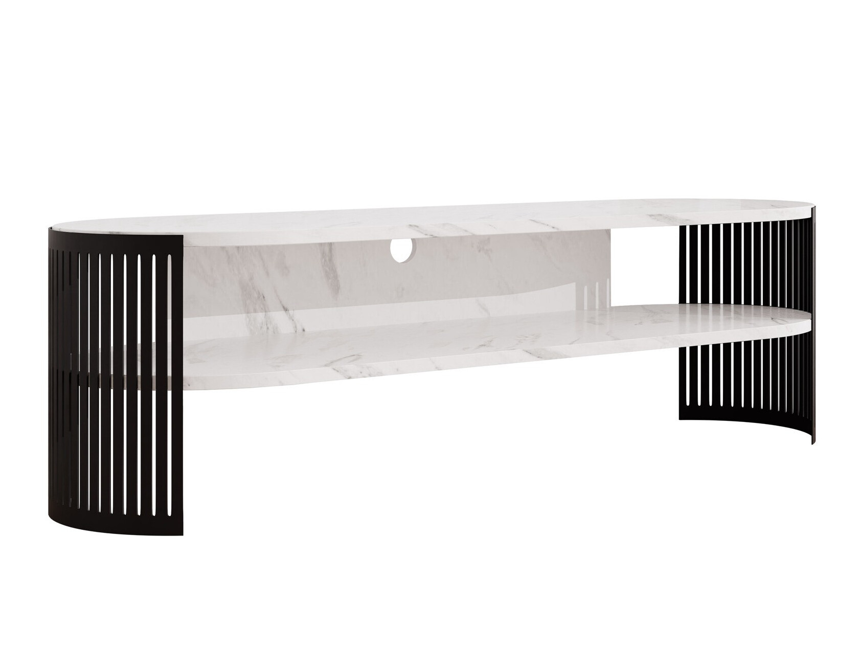 Έπιπλο τηλεόρασης Civer (Μαύρο + Λευκό μάρμαρο)