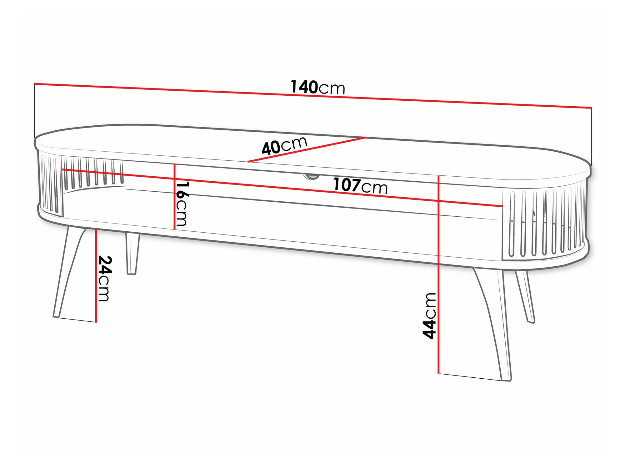 Έπιπλο τηλεόρασης Vitum (Μαύρο + Άσπρο)