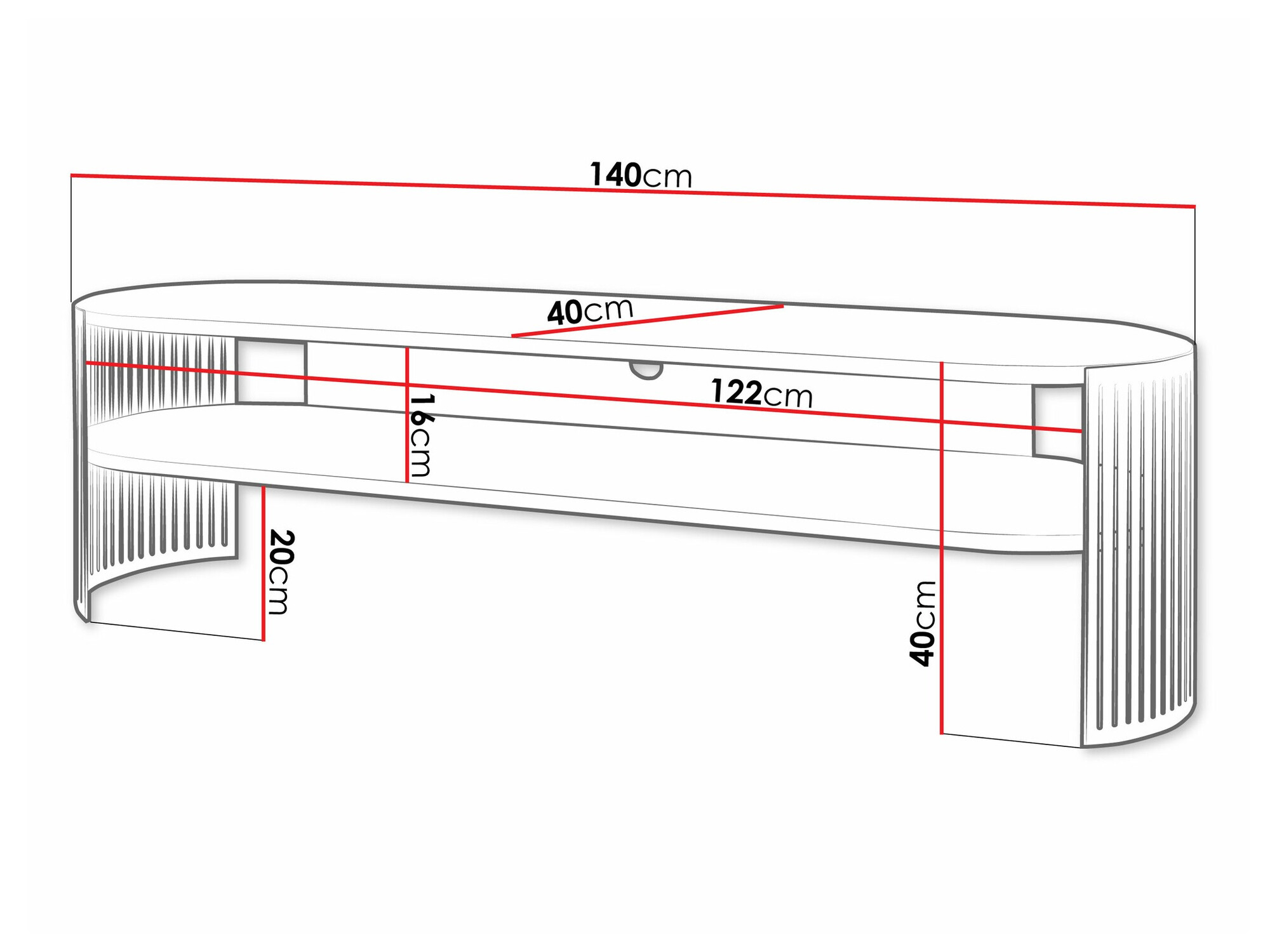 Έπιπλο τηλεόρασης Civer I (Χρυσό + Άσπρο)