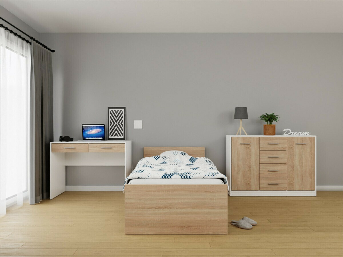 Σετ υπνοδωματίου Novsore 149 (Άσπρο + Sonoma οξιά)