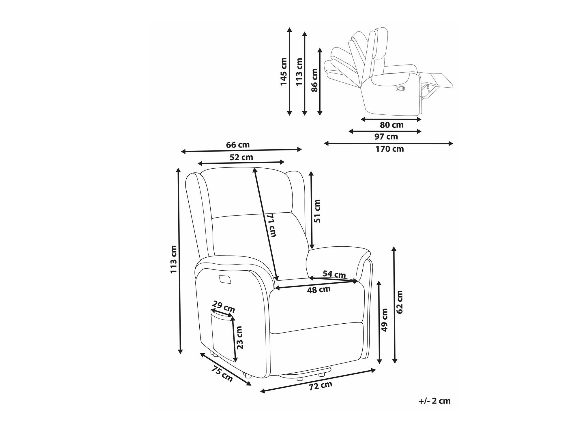 Armchair recliner Berwyn 2420 (Grey)