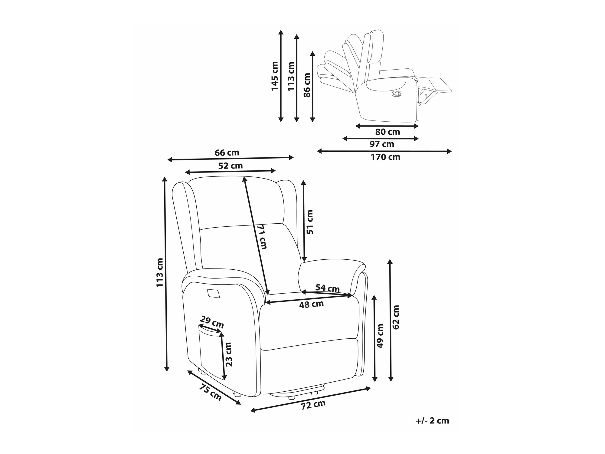 Ρυθμιζόμενη πολυθρόνα Berwyn 2420 (Κρεμ)