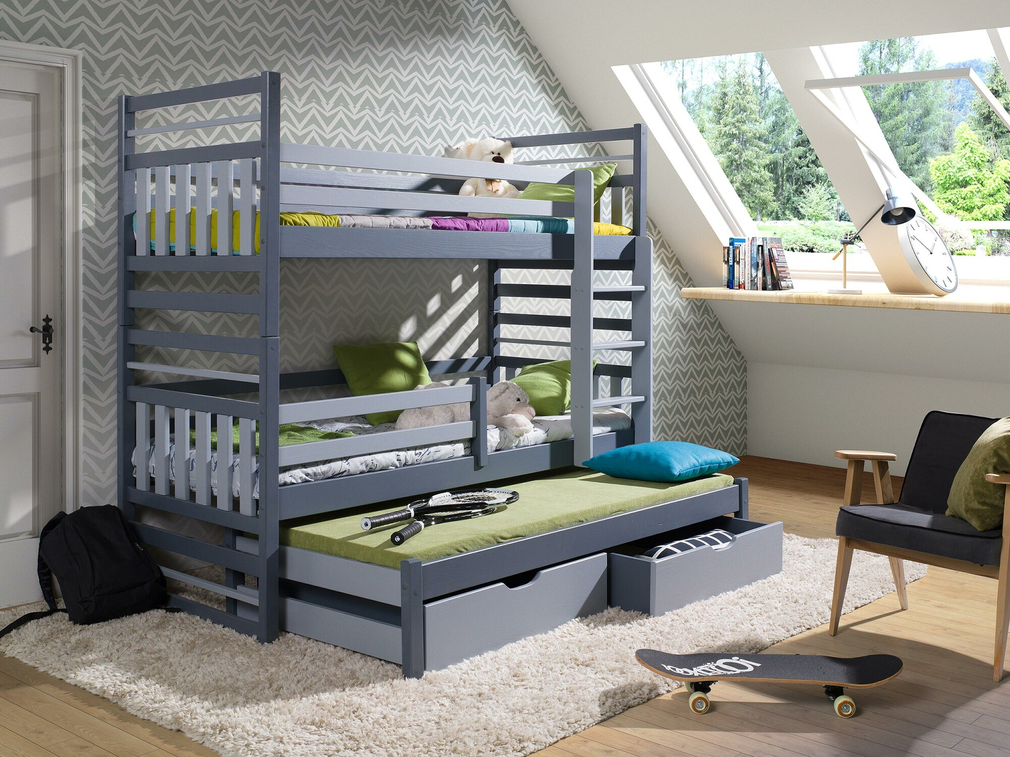 Bunk bed Henderson 124 (Graphite + Grey)