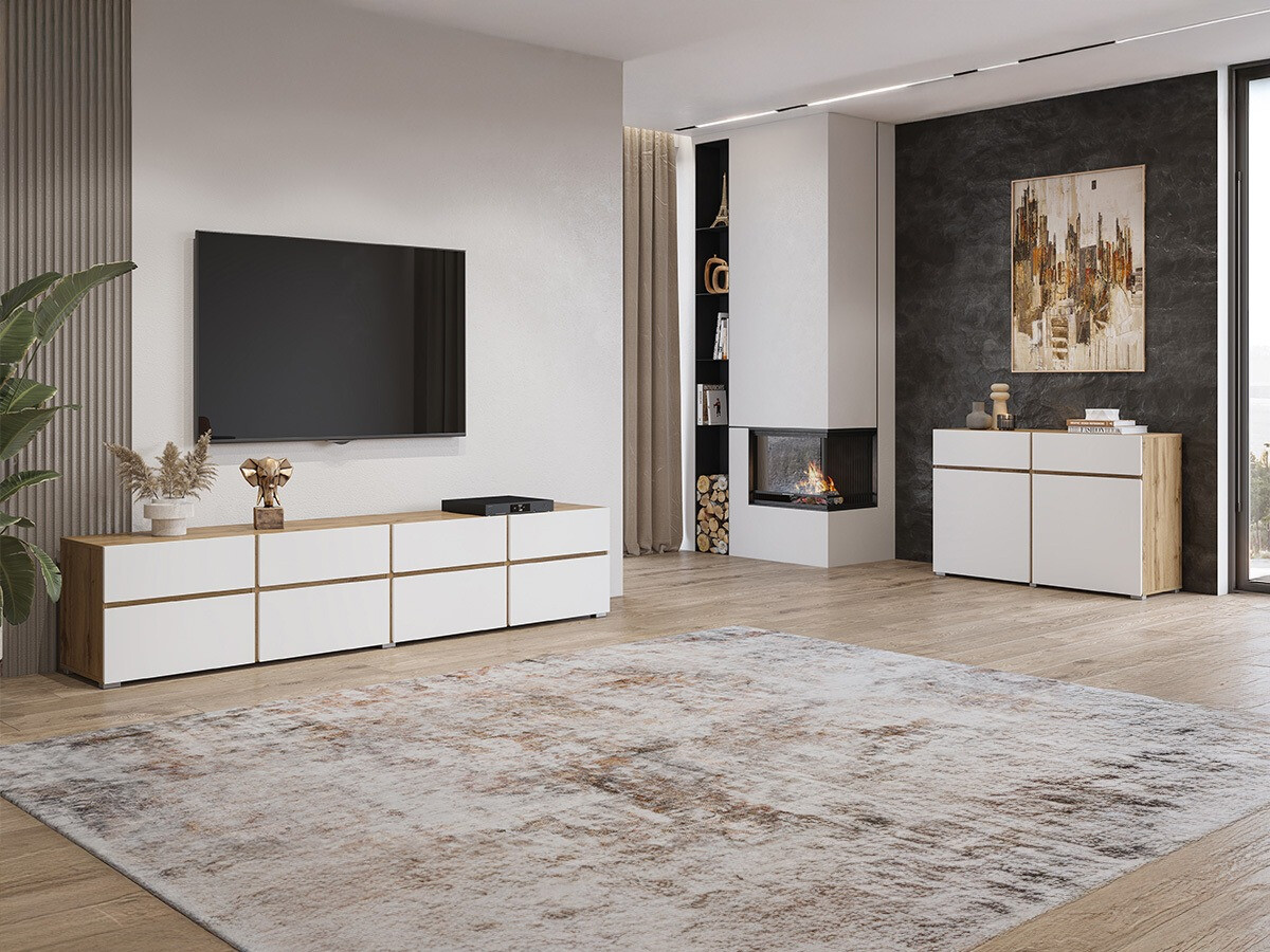 Σετ επίπλων σαλονιού Alfere 107 (Δρυς wotan + Άσπρο)