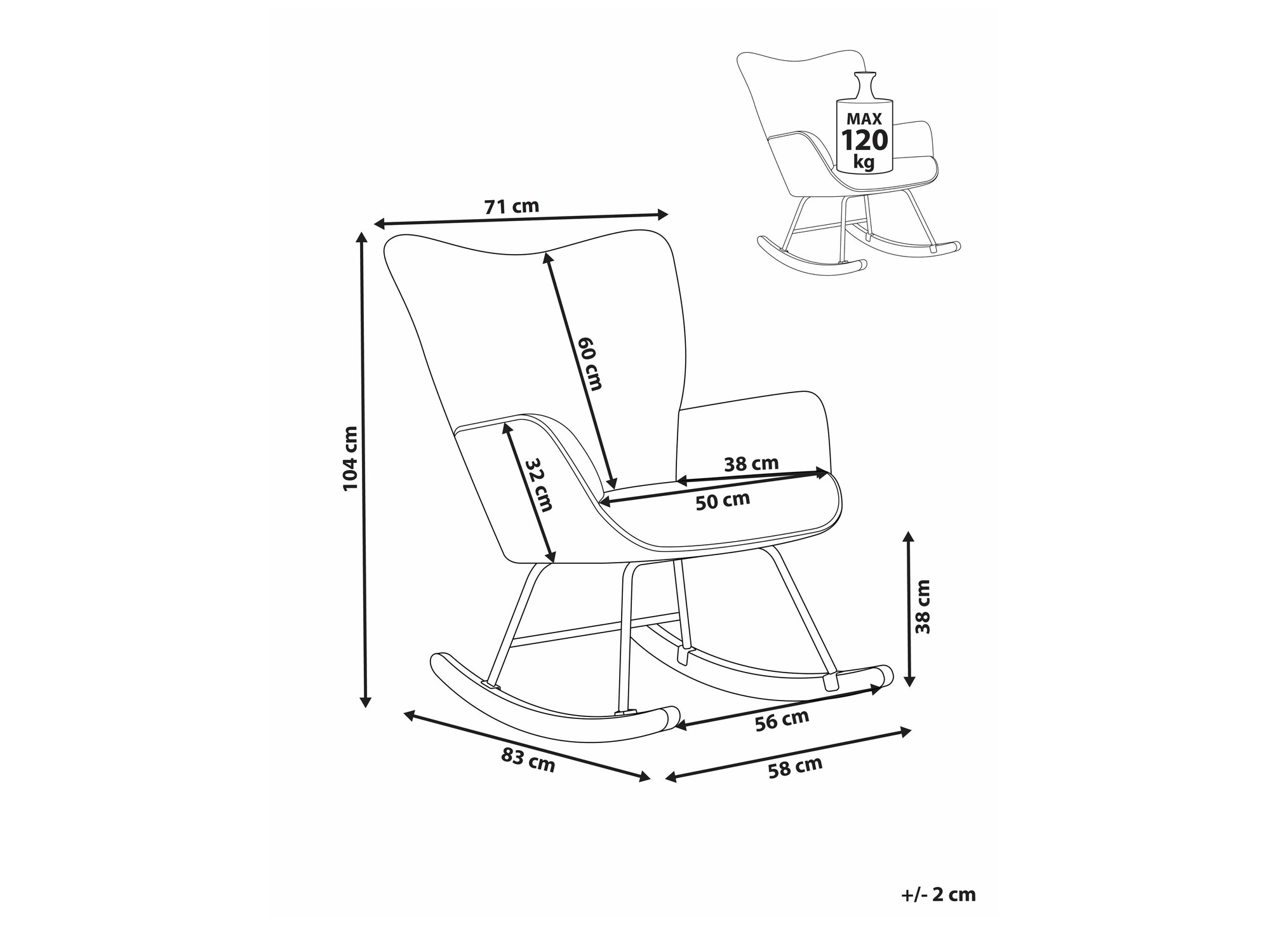 Rocking chair Berwyn 2433 (Taupe)