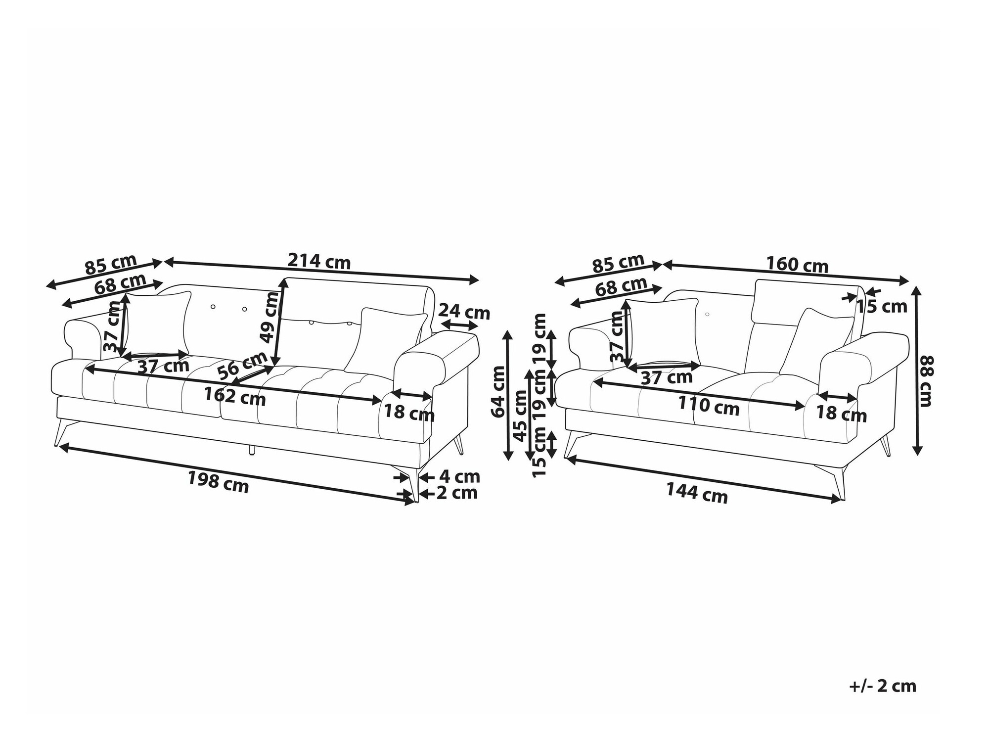 Σετ ταπετσαρισμένων επίπλων Berwyn 2436 (Ανοιχτό καφέ)