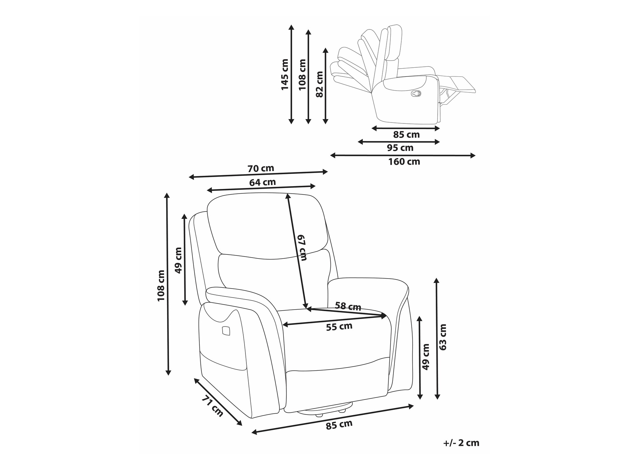 Armchair recliner Berwyn 2444 (Taupe)