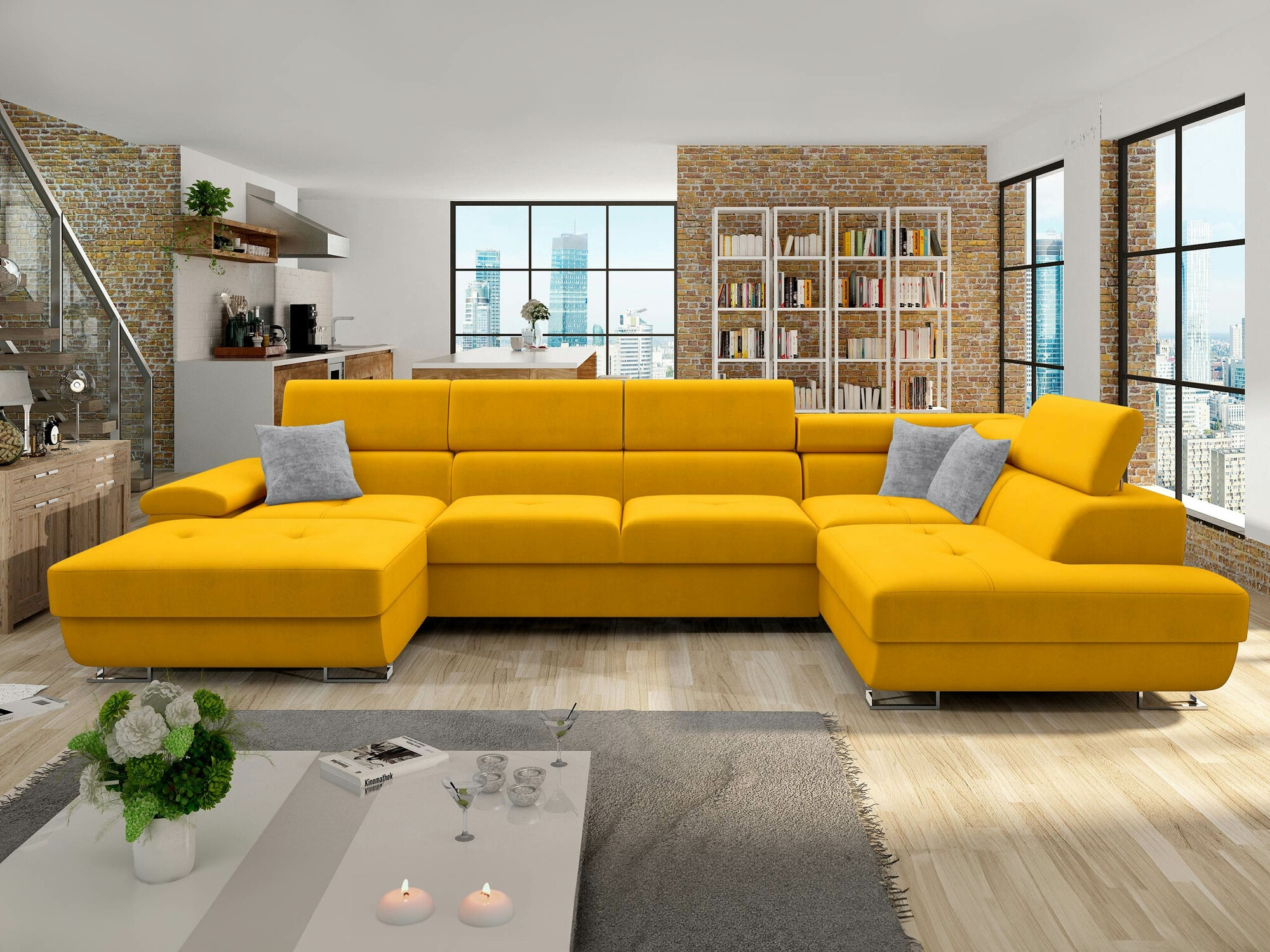 Γωνιακός Καναπές Comfivo Ruta VI (Venus Velvet 2916 + Miu 2059)