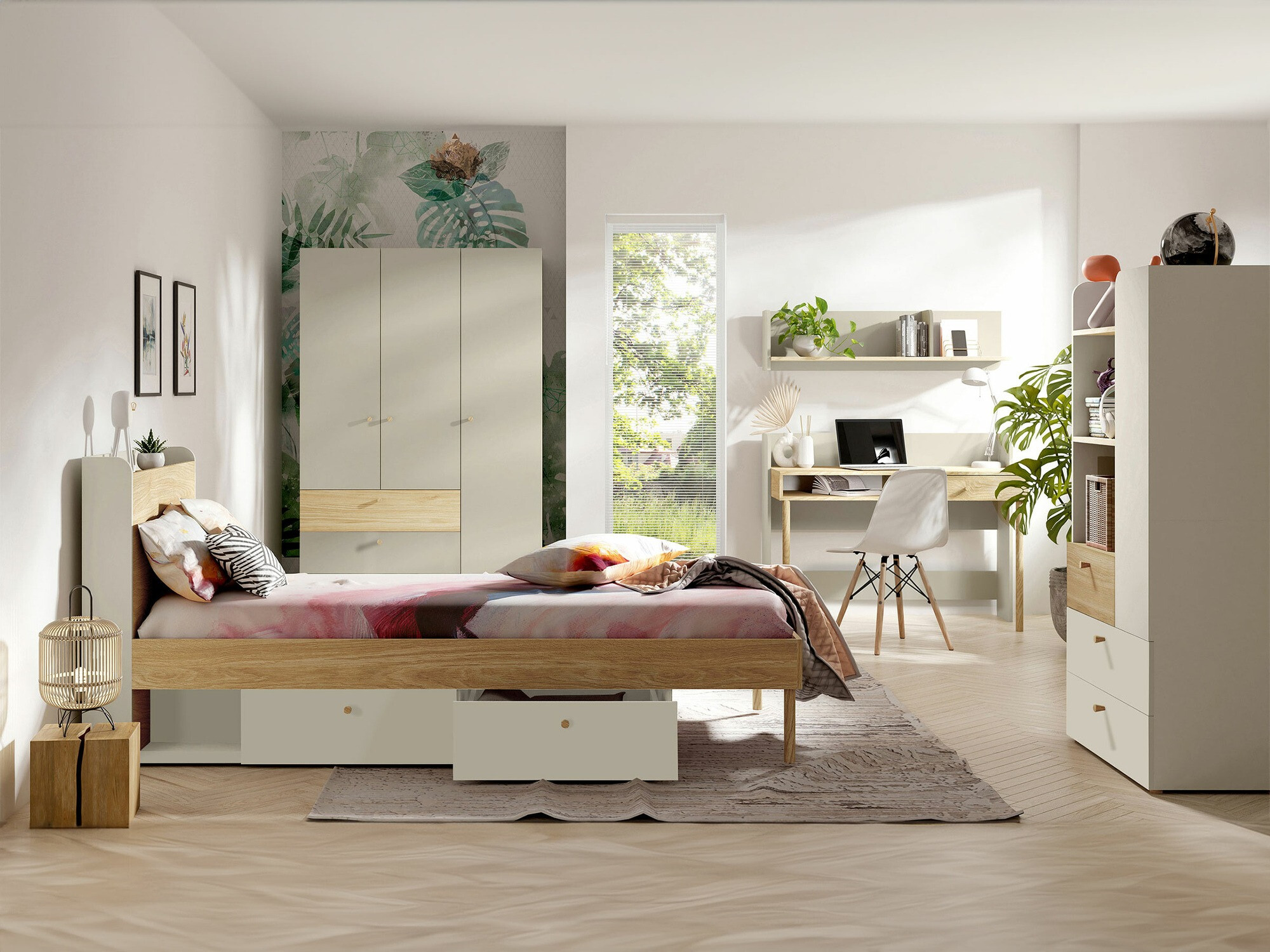 Children's room set Domcali 116 (Beige + Oak)