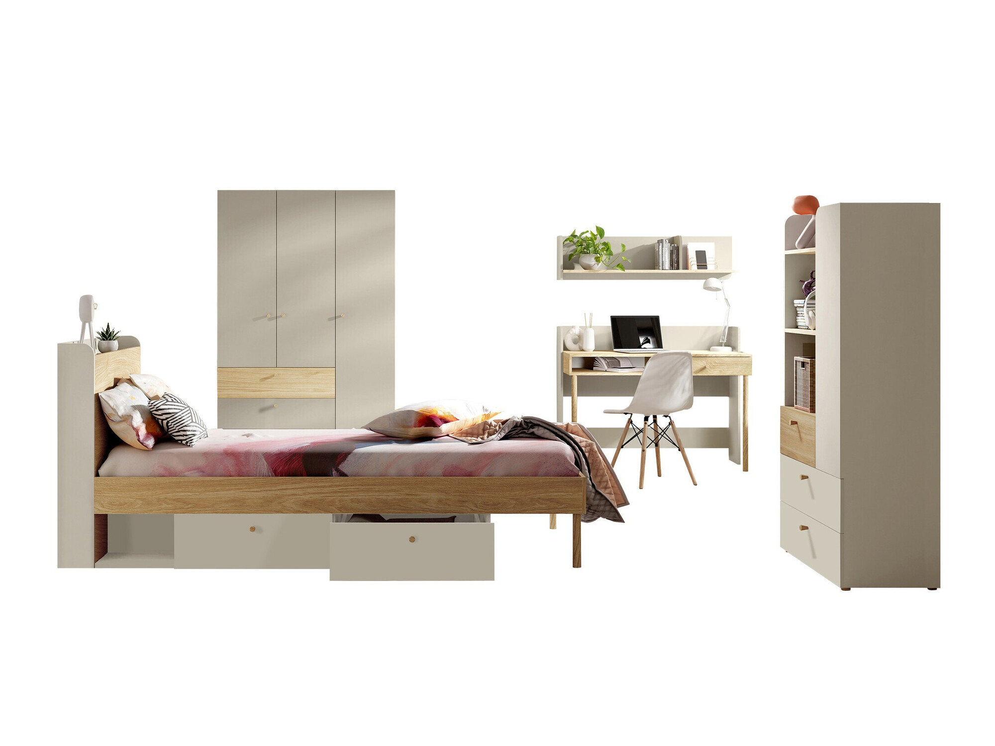 Children's room set Domcali 116 (Beige + Oak)