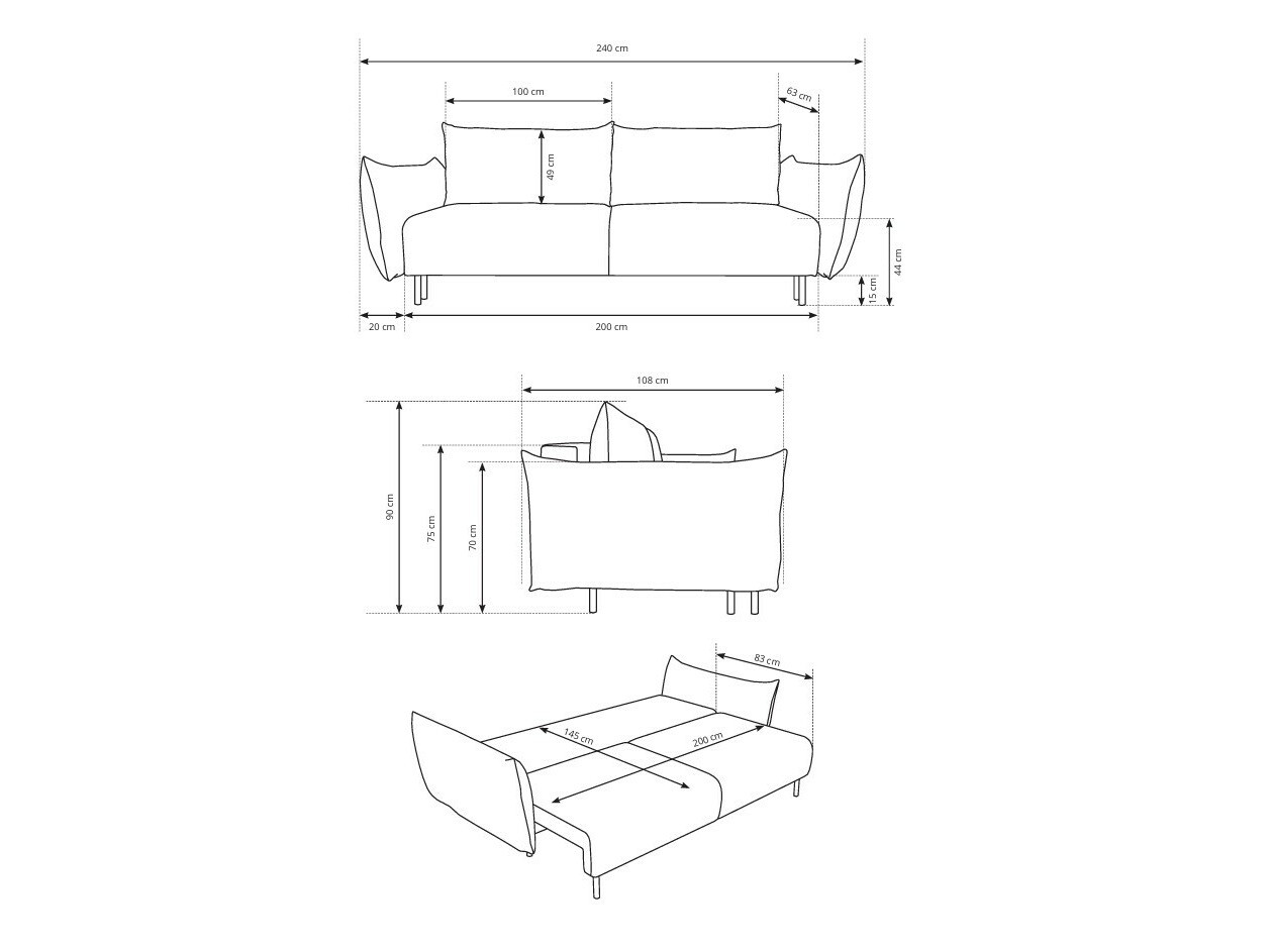 Sofa bed Kingston 131 (Horizon 38)