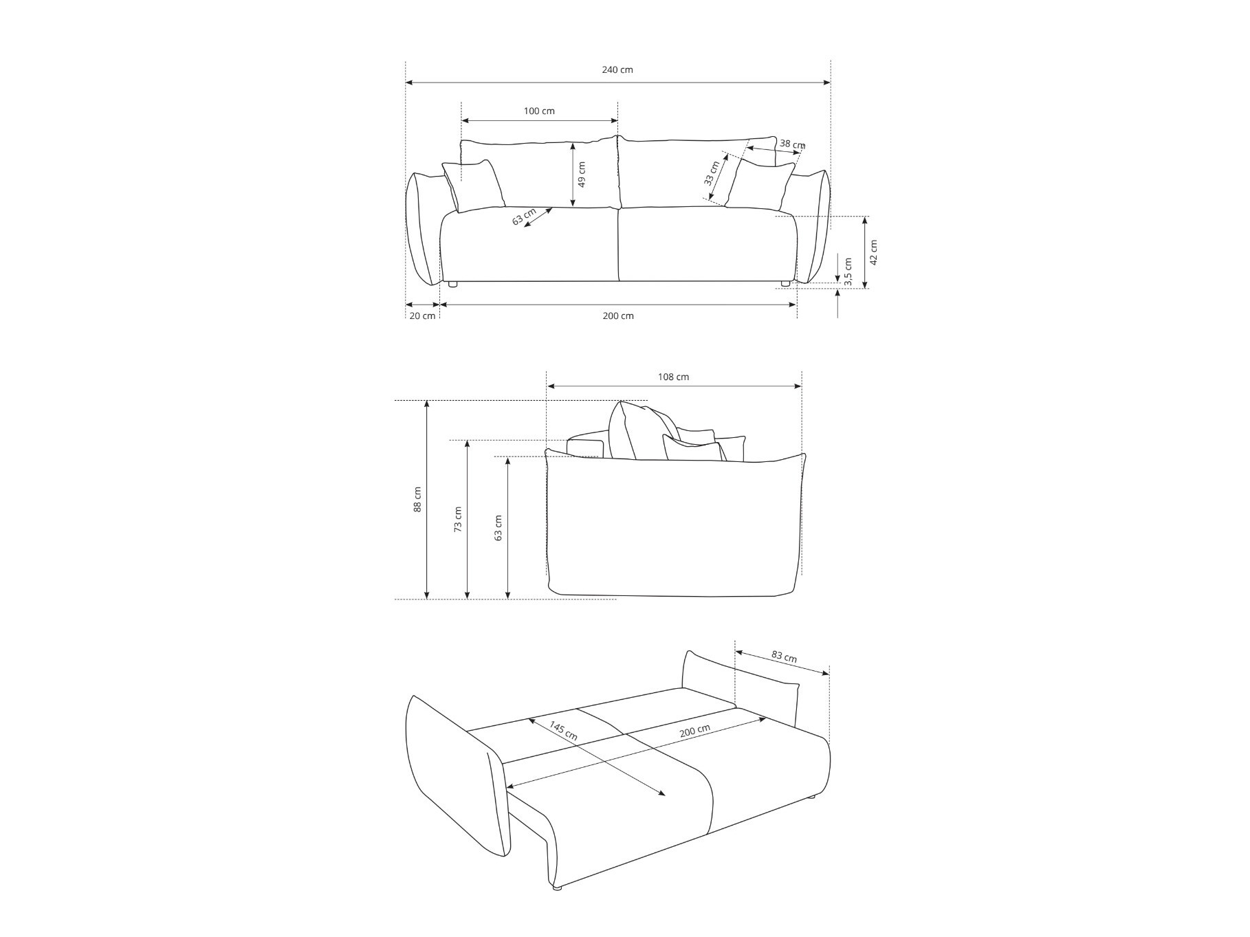 Sofa bed Kingston 150 (Tilia 01)
