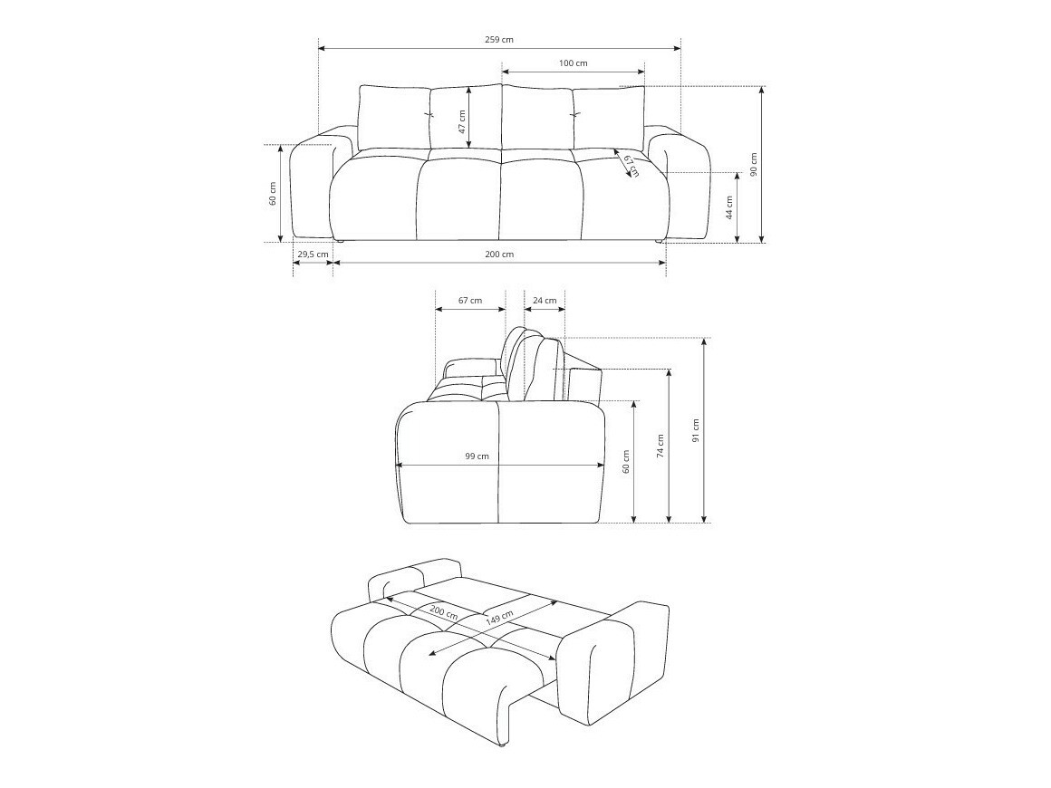 Sofa bed Kingston 154 (Perfect Harmony 02)