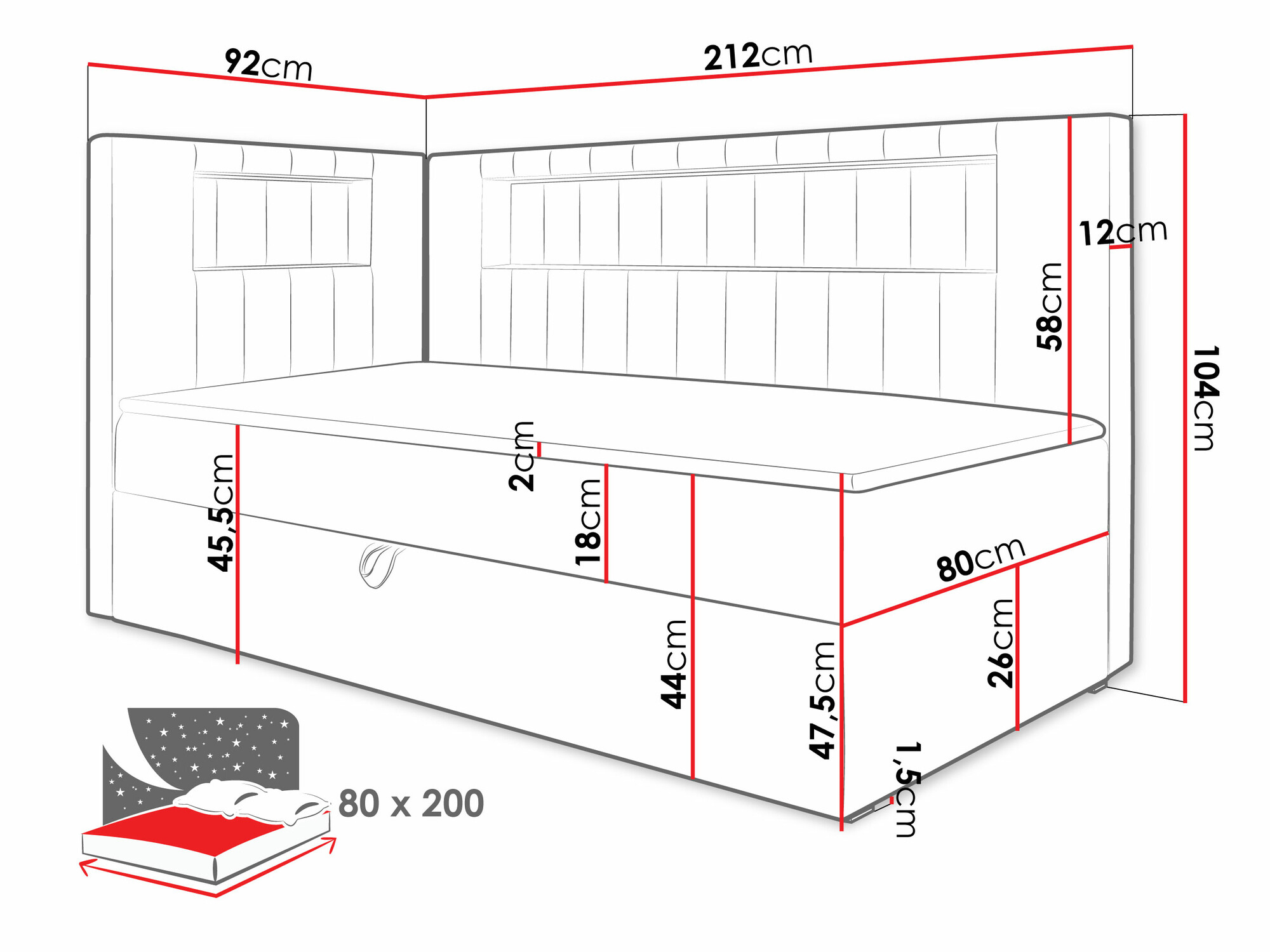 Continental bed Lucus VIII (Soft 017 + Fresh 4)