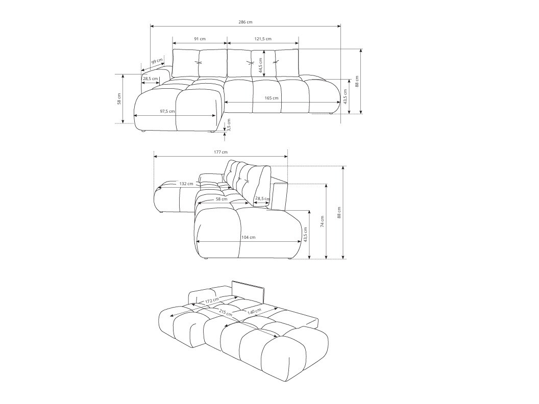 Γωνιακός Καναπές Kingston 156 (Curio 60)
