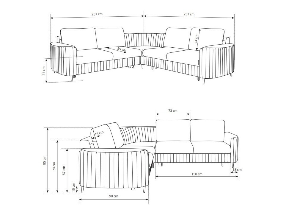 Γωνιακός Καναπές Kingston 157 (Castel 80)