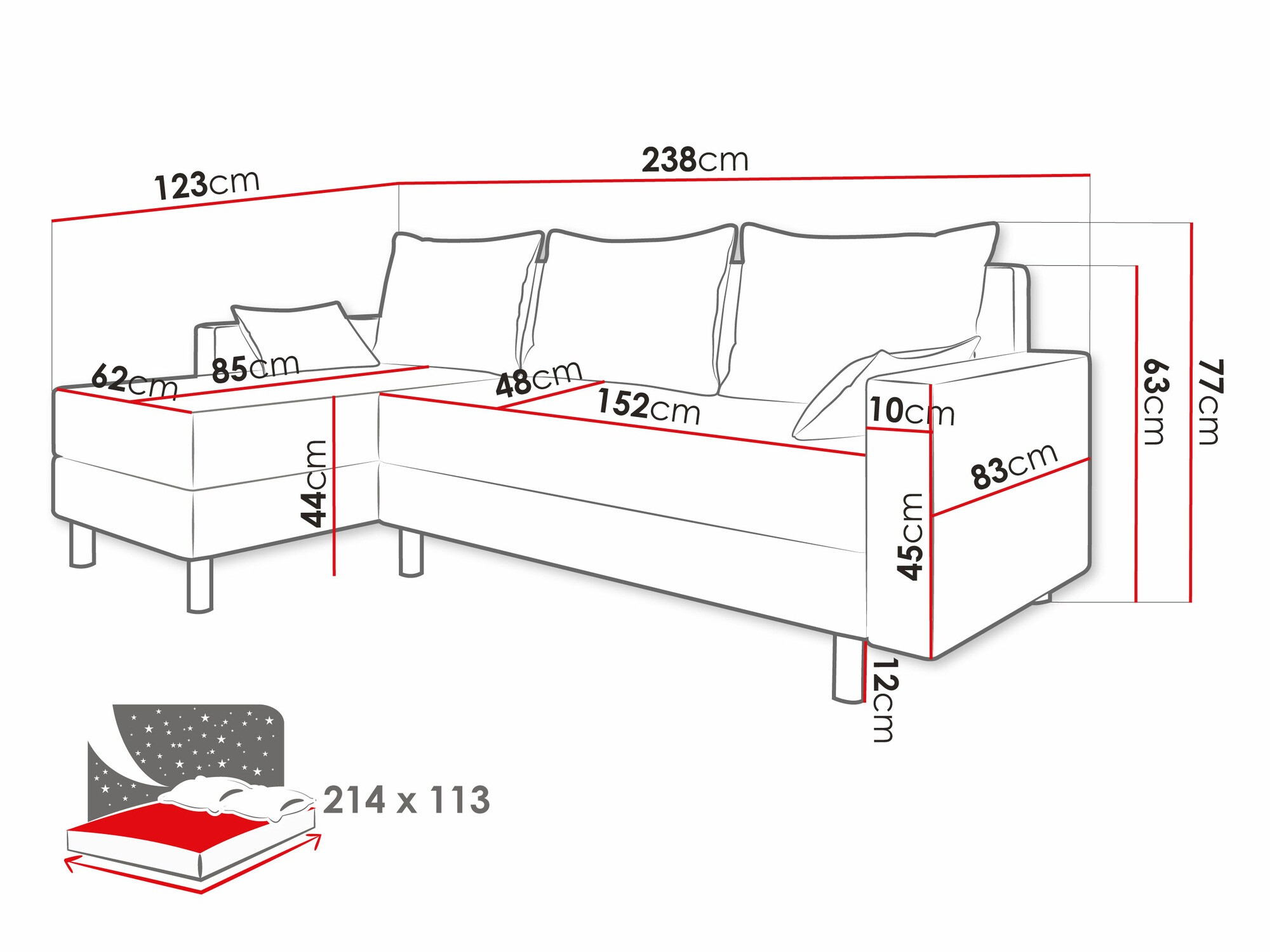 Corner sofa Delaware 100 (Alova 04 + Alova 10)