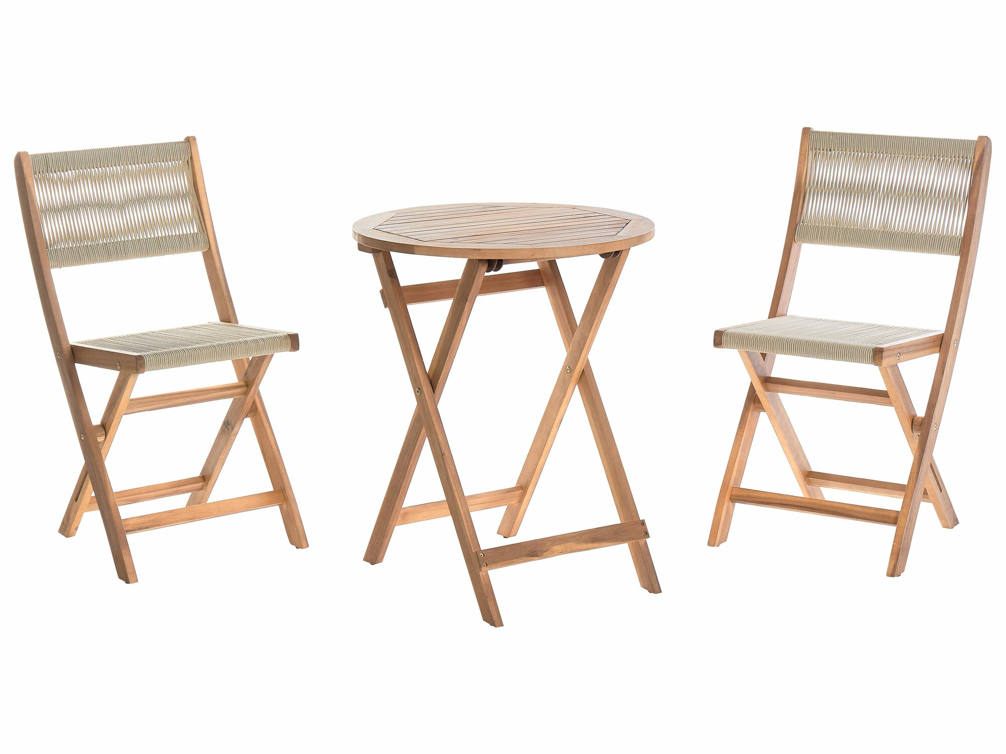 Σετ επίπλων μπαλκονιού Bensevu 102 (Ακακία + Μπεζ)