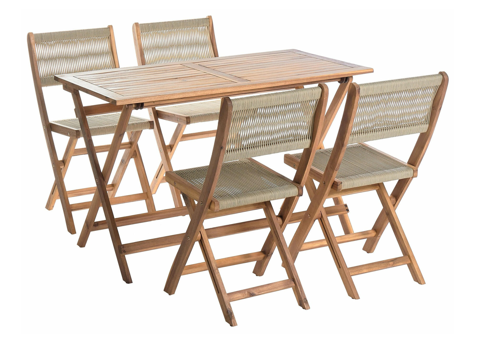 Σετ Τραπέζι και καρέκλες Bensevu 100 (Ακακία + Μπεζ)