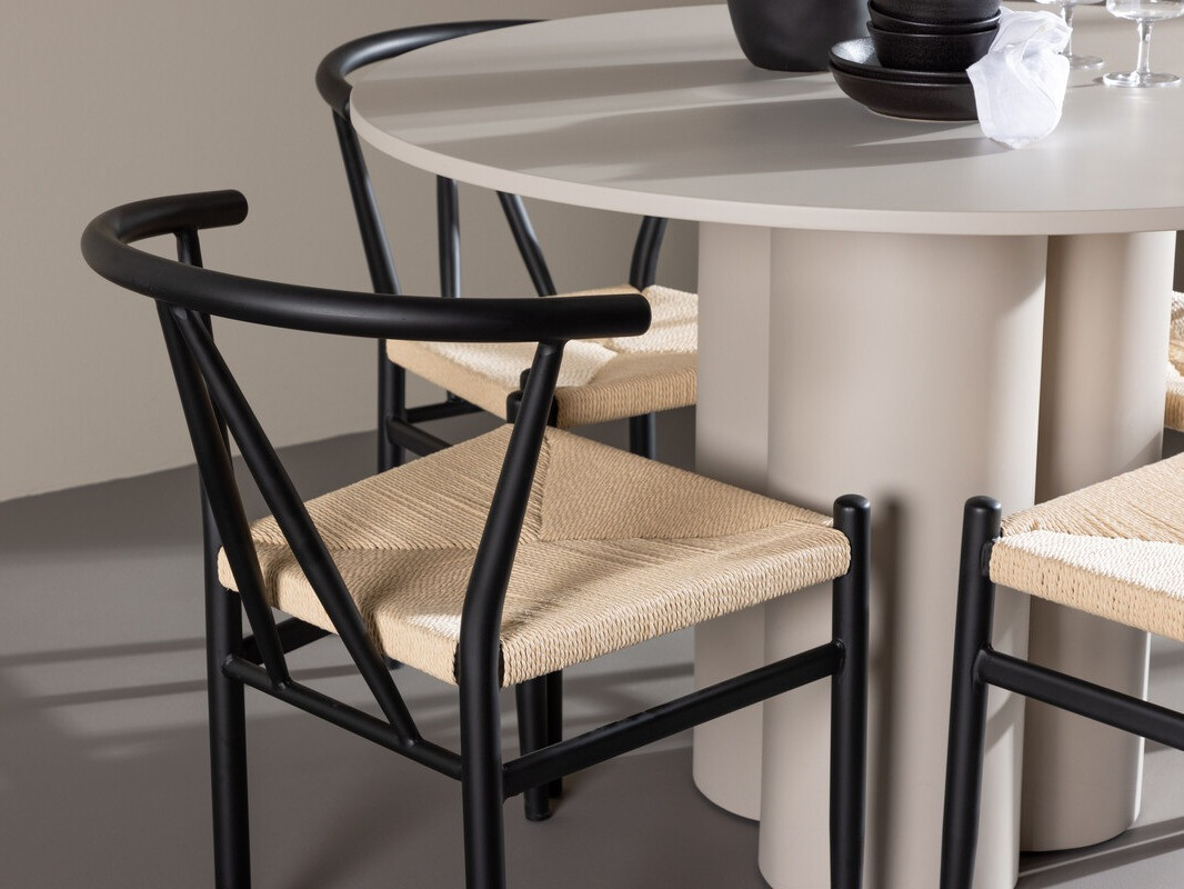 Σετ τραπεζαρίας Dallas 4688 (Μαύρο + Μπεζ)