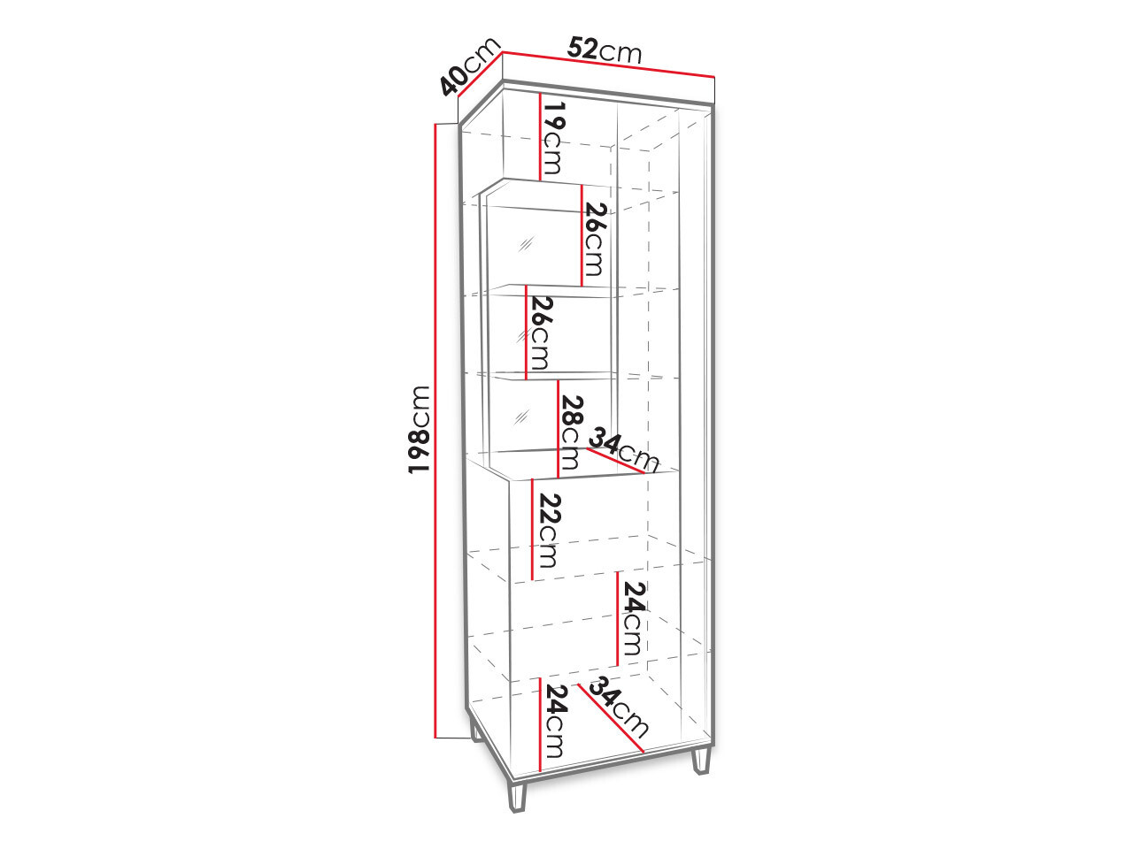 Βιβλιοθήκη Florem I (Άσπρο + Γυαλιστερό λευκό + Ανοιχτό χρώμα ξύλου)
