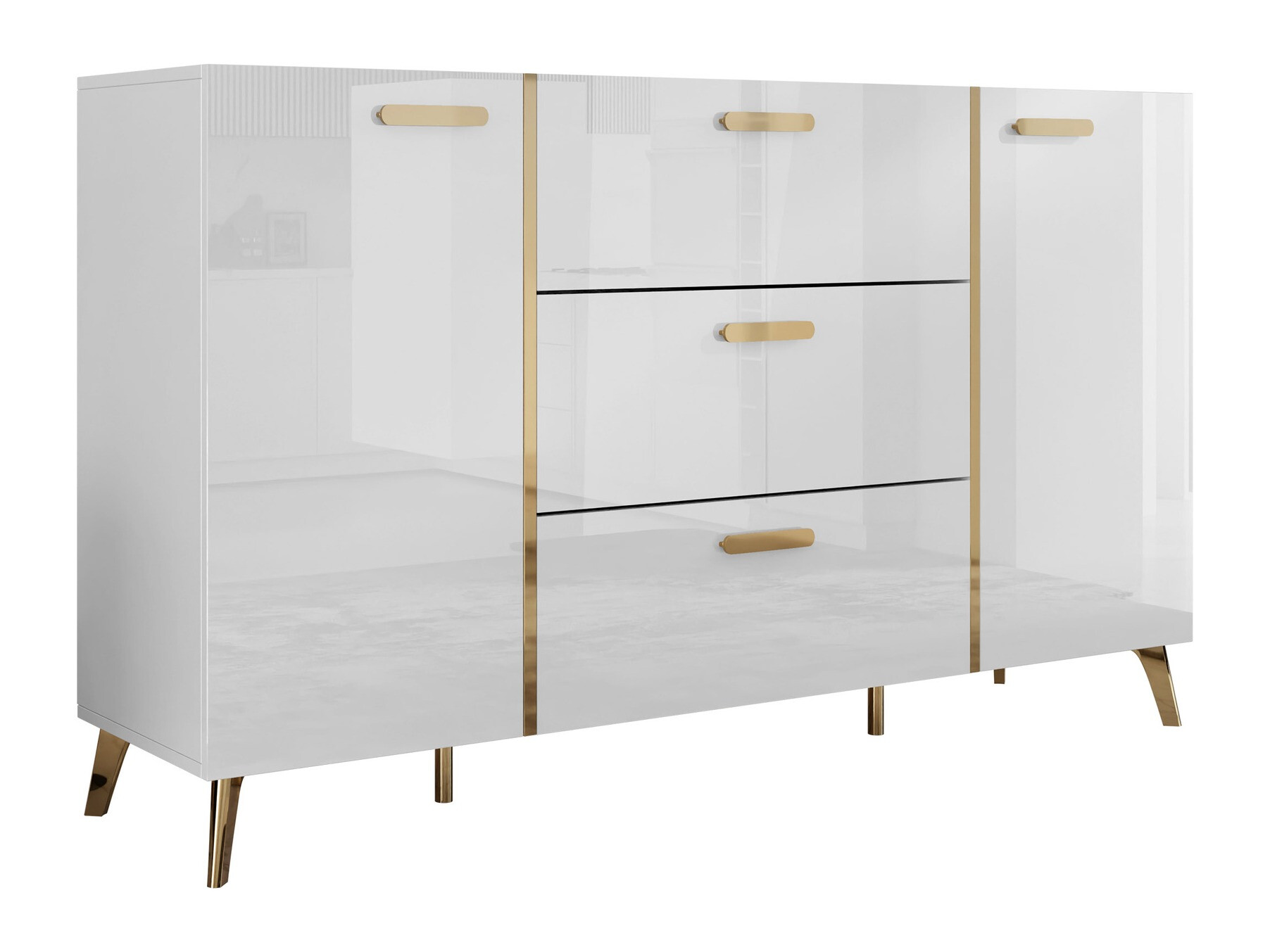 Συρταριέρα Comfivo Capella I (Άσπρο + Γυαλιστερό λευκό)