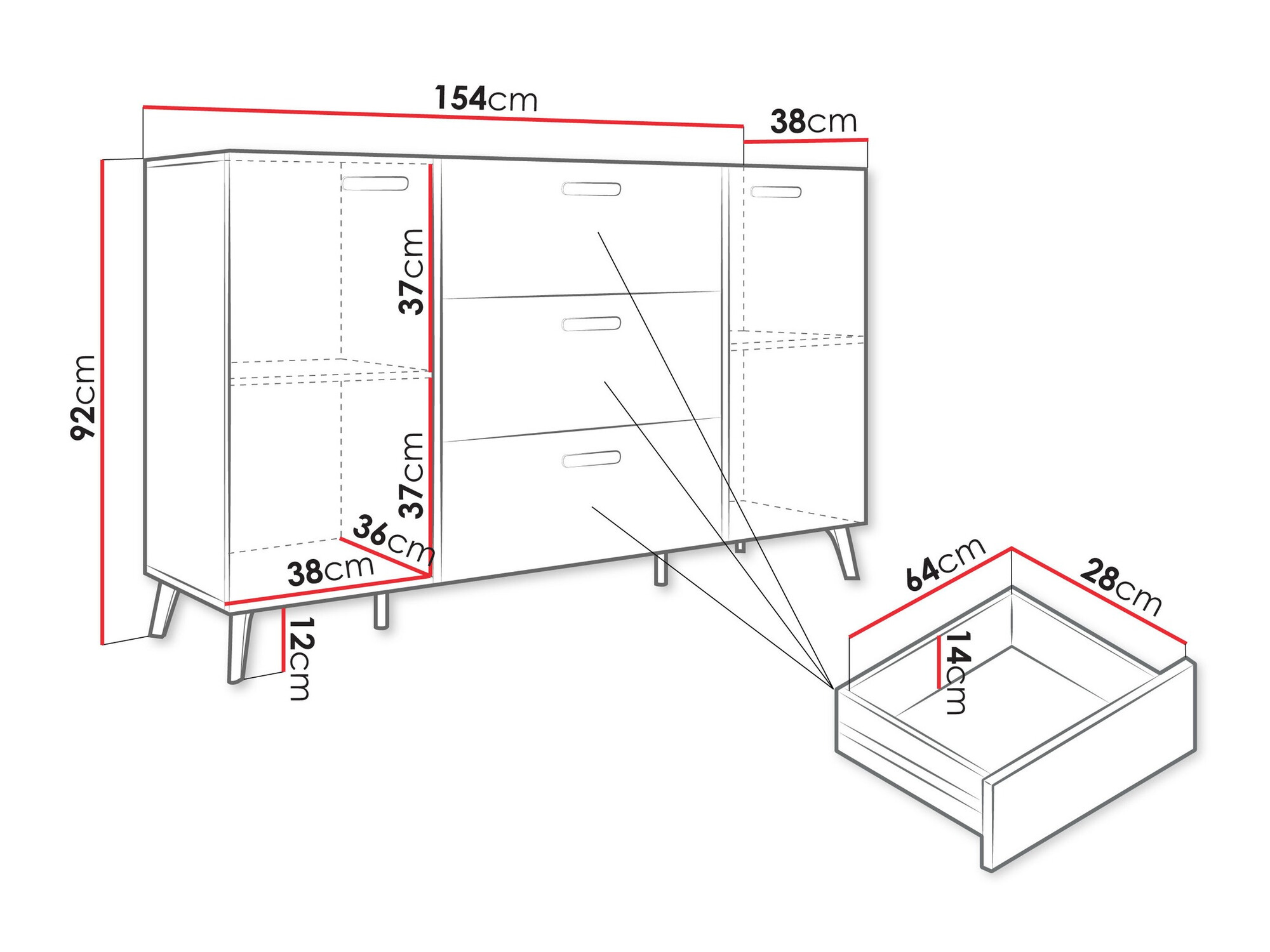 Συρταριέρα Comfivo Capella I (Άσπρο + Γυαλιστερό λευκό)