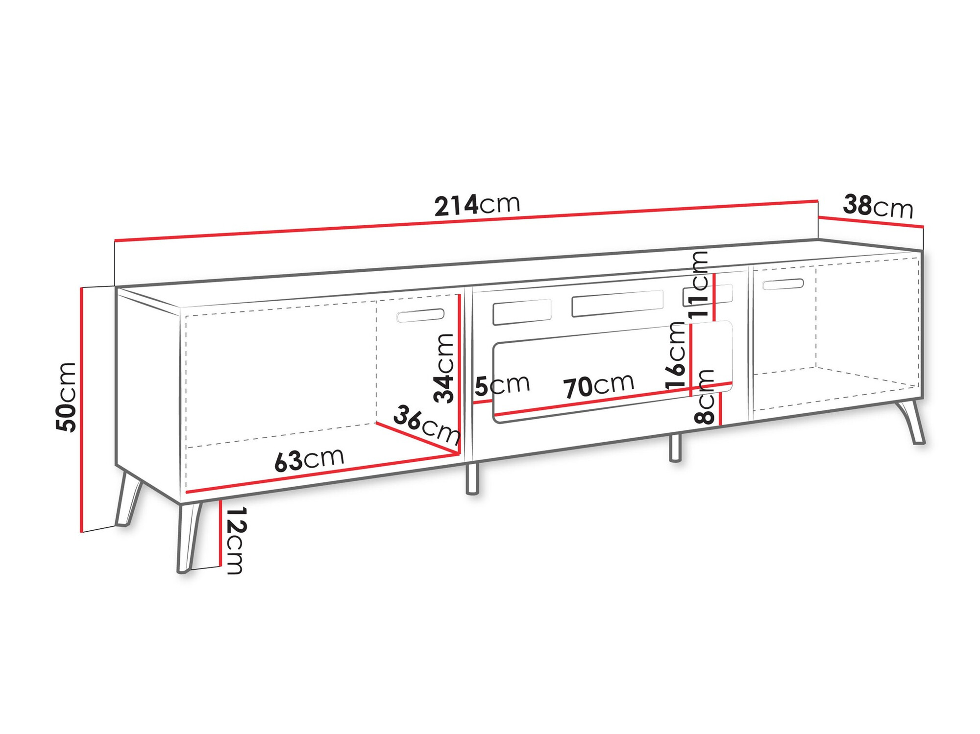 Έπιπλο τηλεόρασης Comfivo Capella III (Άσπρο + Γυαλιστερό λευκό)