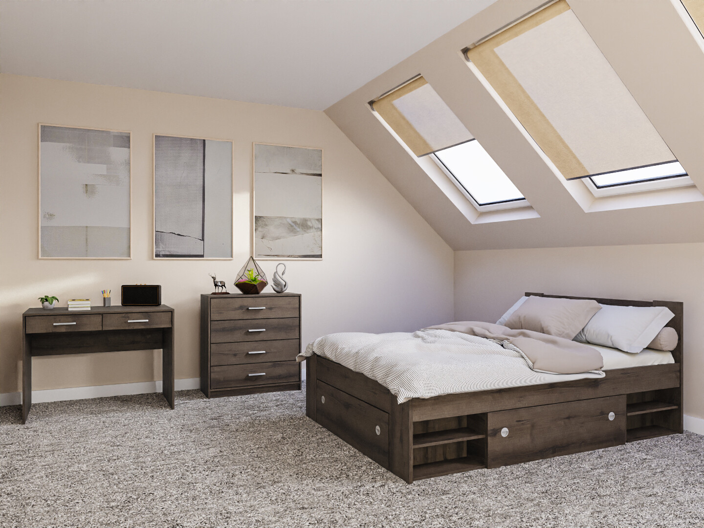 Σετ υπνοδωματίου Novsore 155 (Σκούρα δρυς)