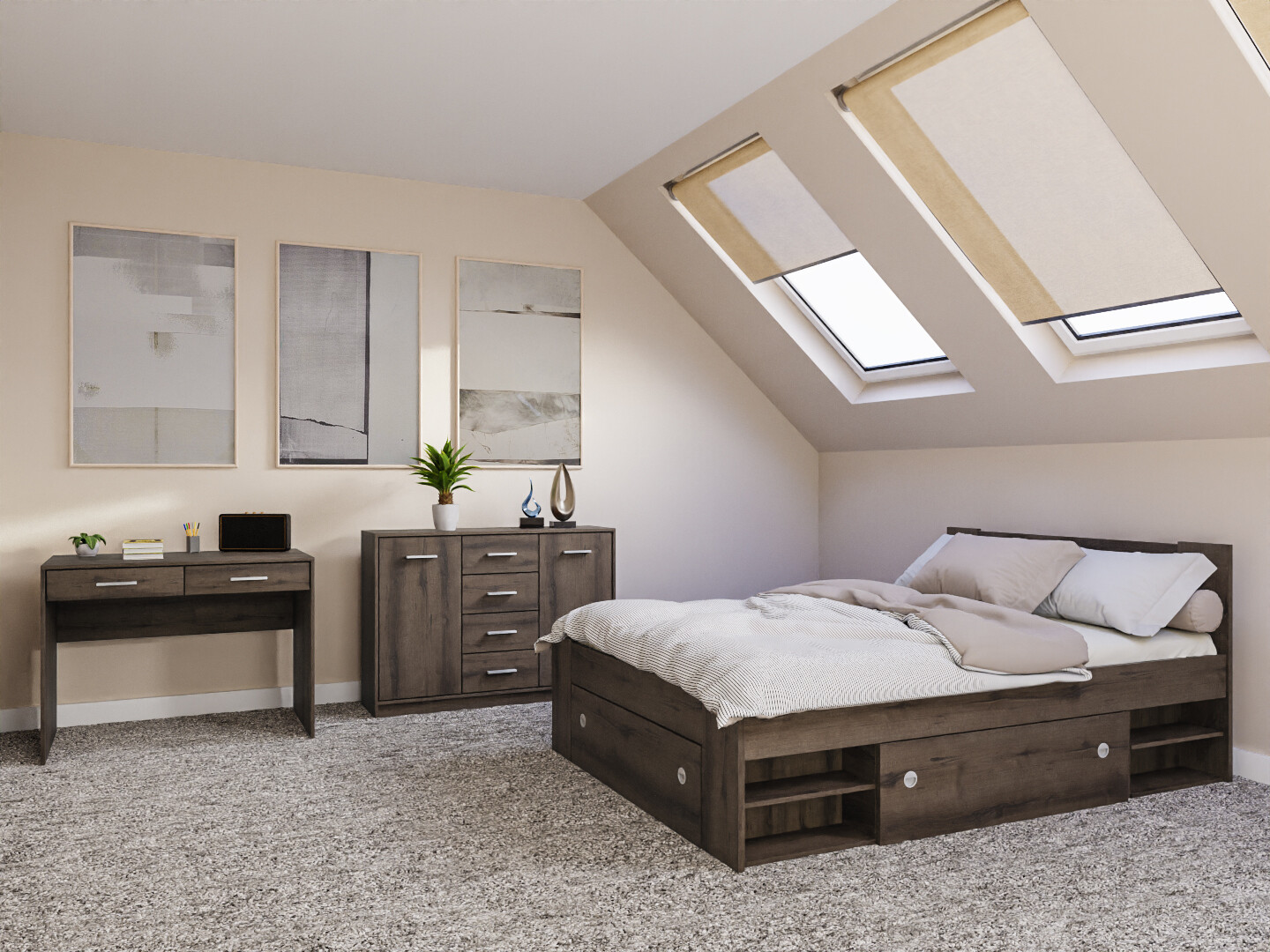 Σετ υπνοδωματίου Novsore 156 (Σκούρα δρυς)