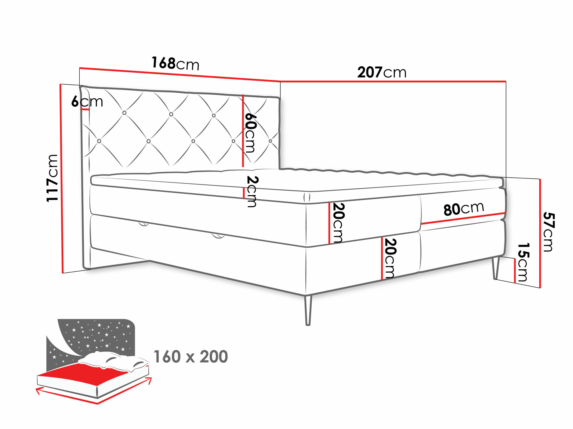 Continental bed ComfiDream Myrel (Verita 85)