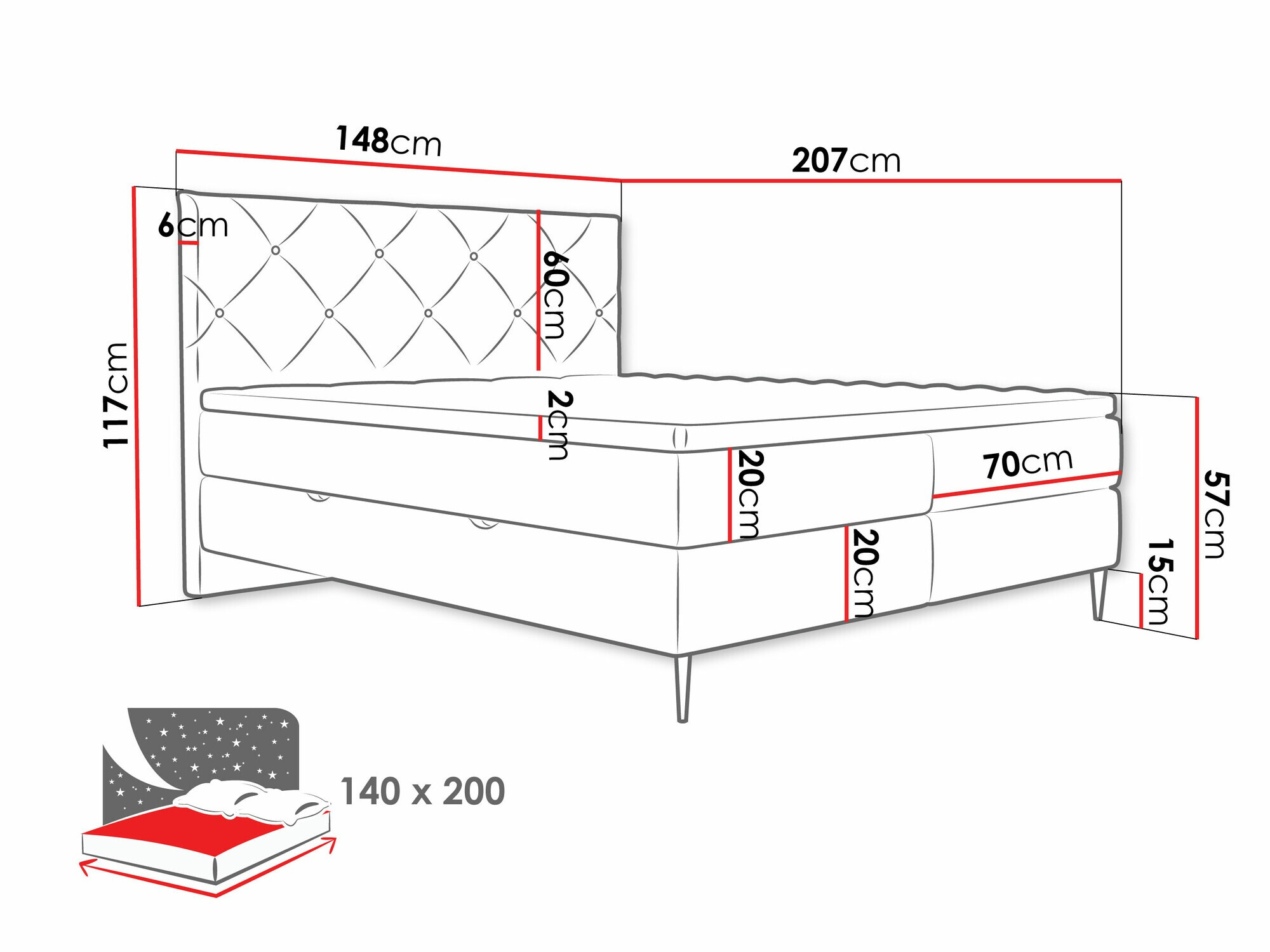 Continental bed ComfiDream Myrel (Verita 03)
