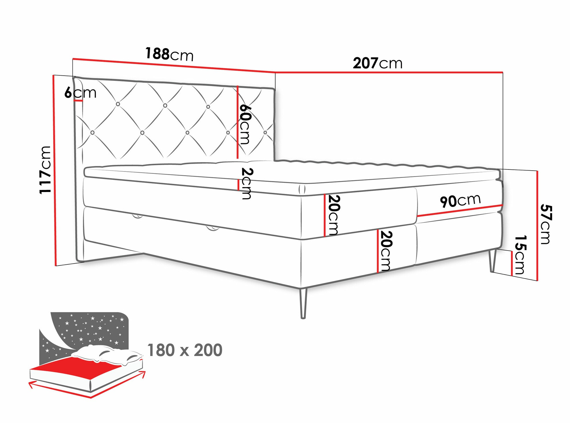 Continental bed ComfiDream Myrel (Verita 03)