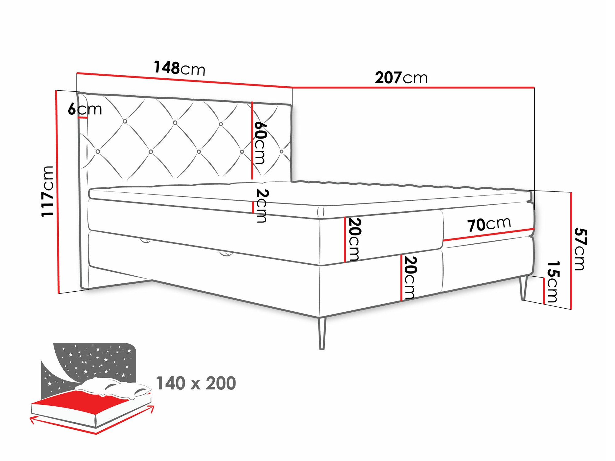 Continental bed ComfiDream Myrel (Verita 52)
