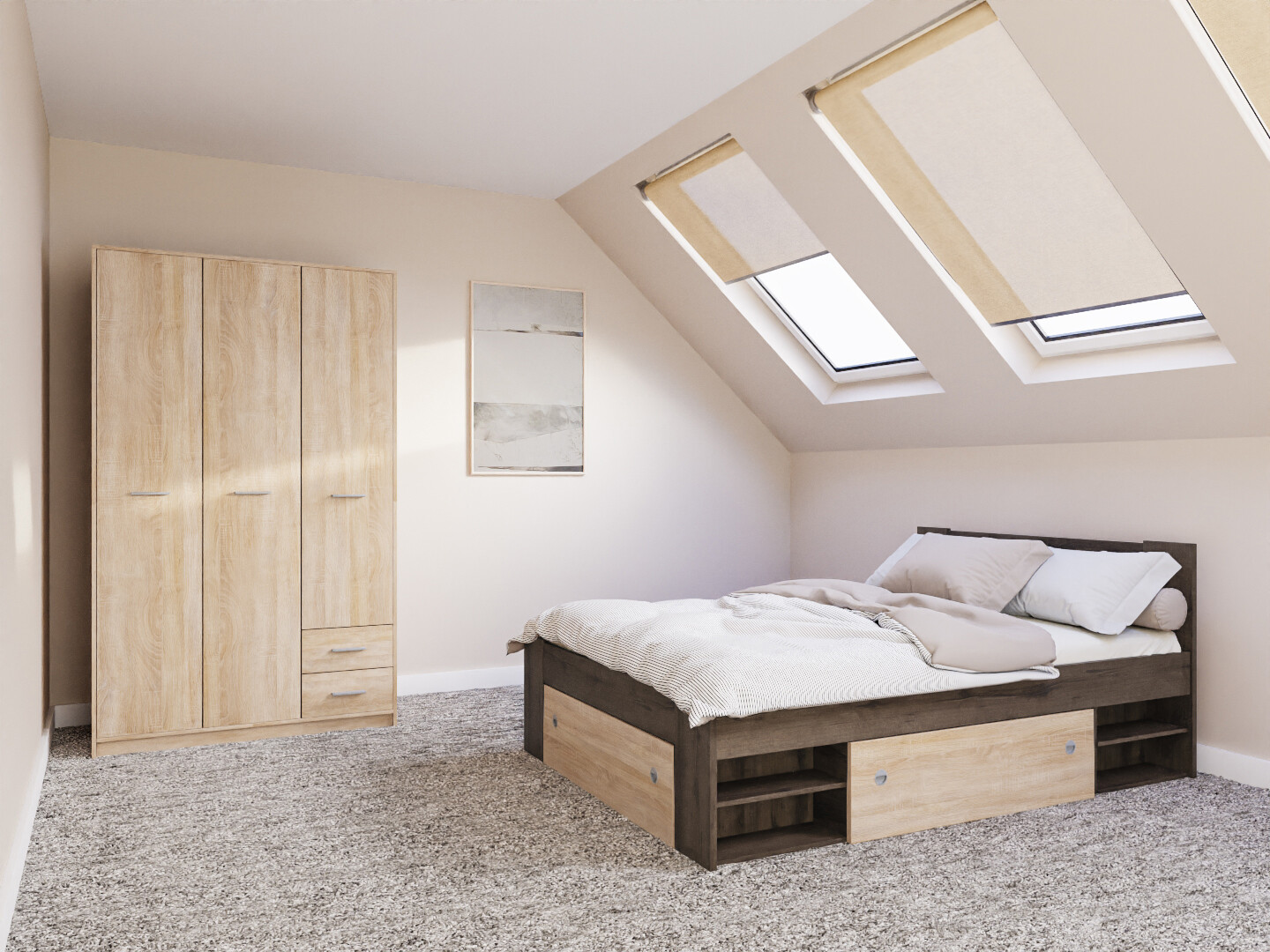 Σετ υπνοδωματίου Novsore 158 (Σκούρα δρυς)