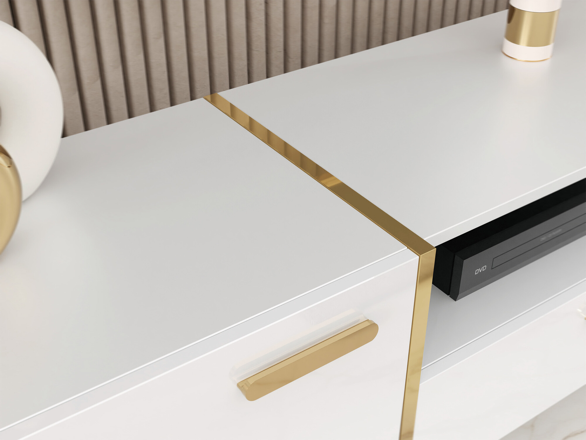 Έπιπλο τηλεόρασης Comfivo Capella III (Άσπρο + Γυαλιστερό λευκό)