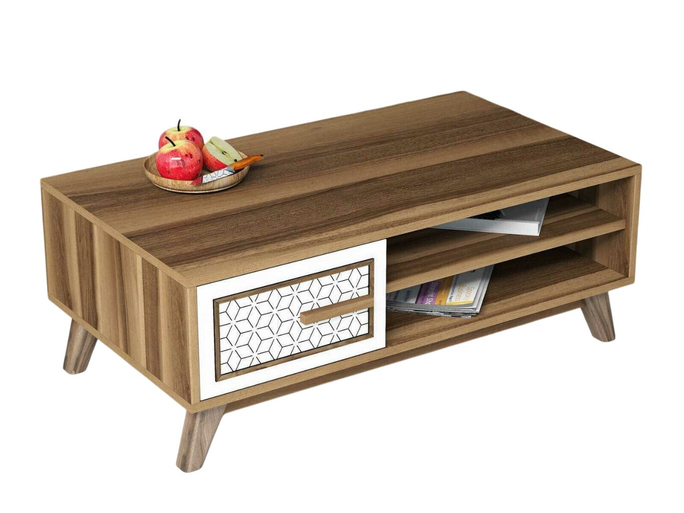 Coffee table Kailua 1274 (White + Walnut)