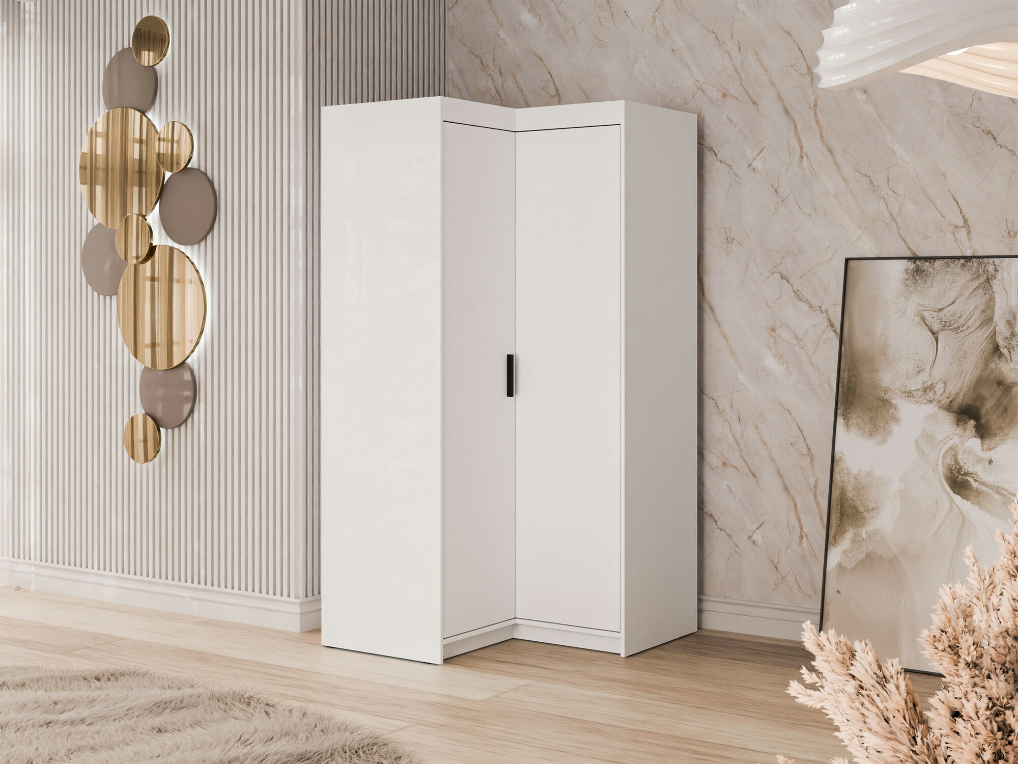 Corner wardrobe Novduni 116 (White)