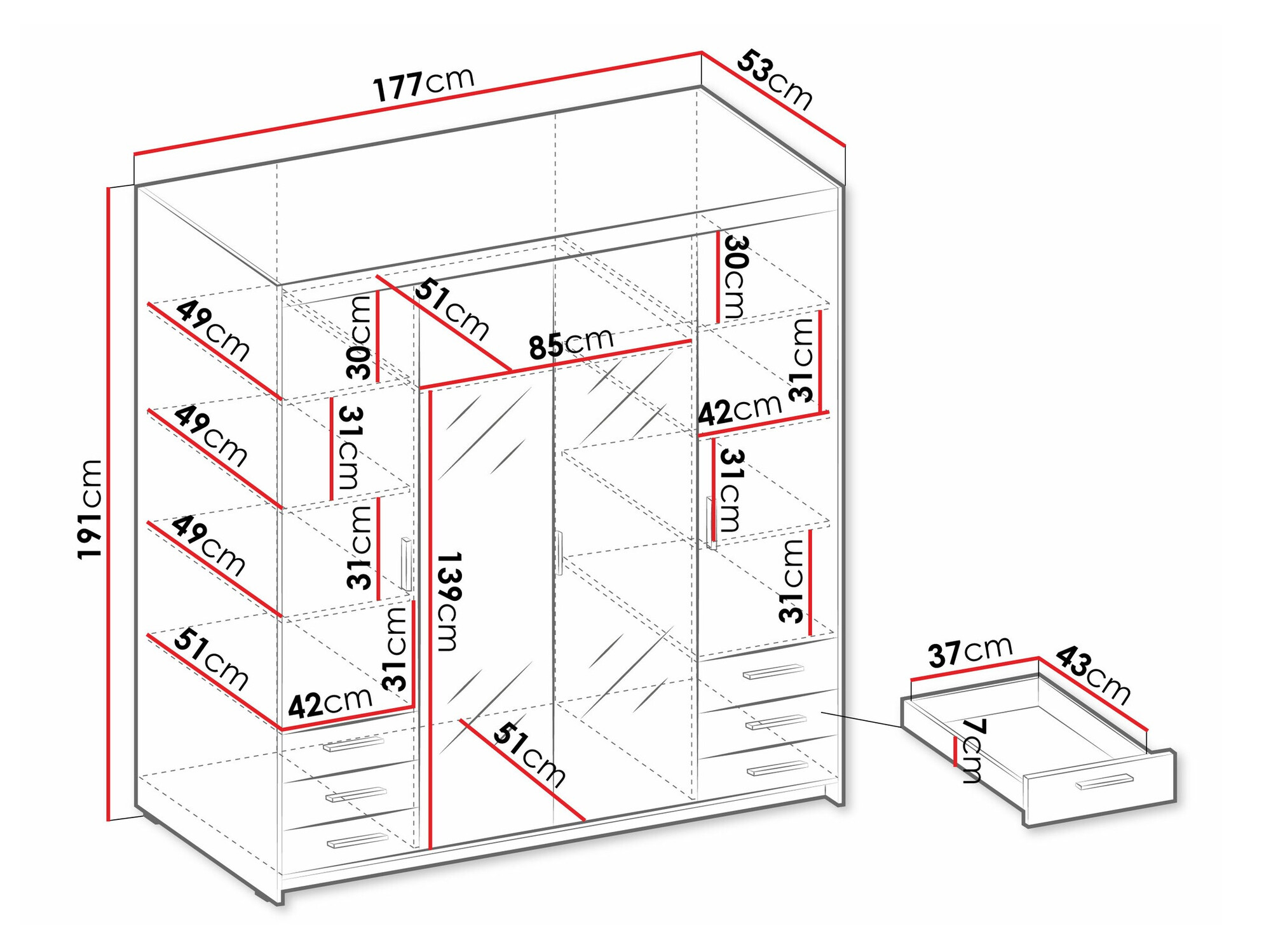Wardrobe Novduni 115 (Sonoma oak)