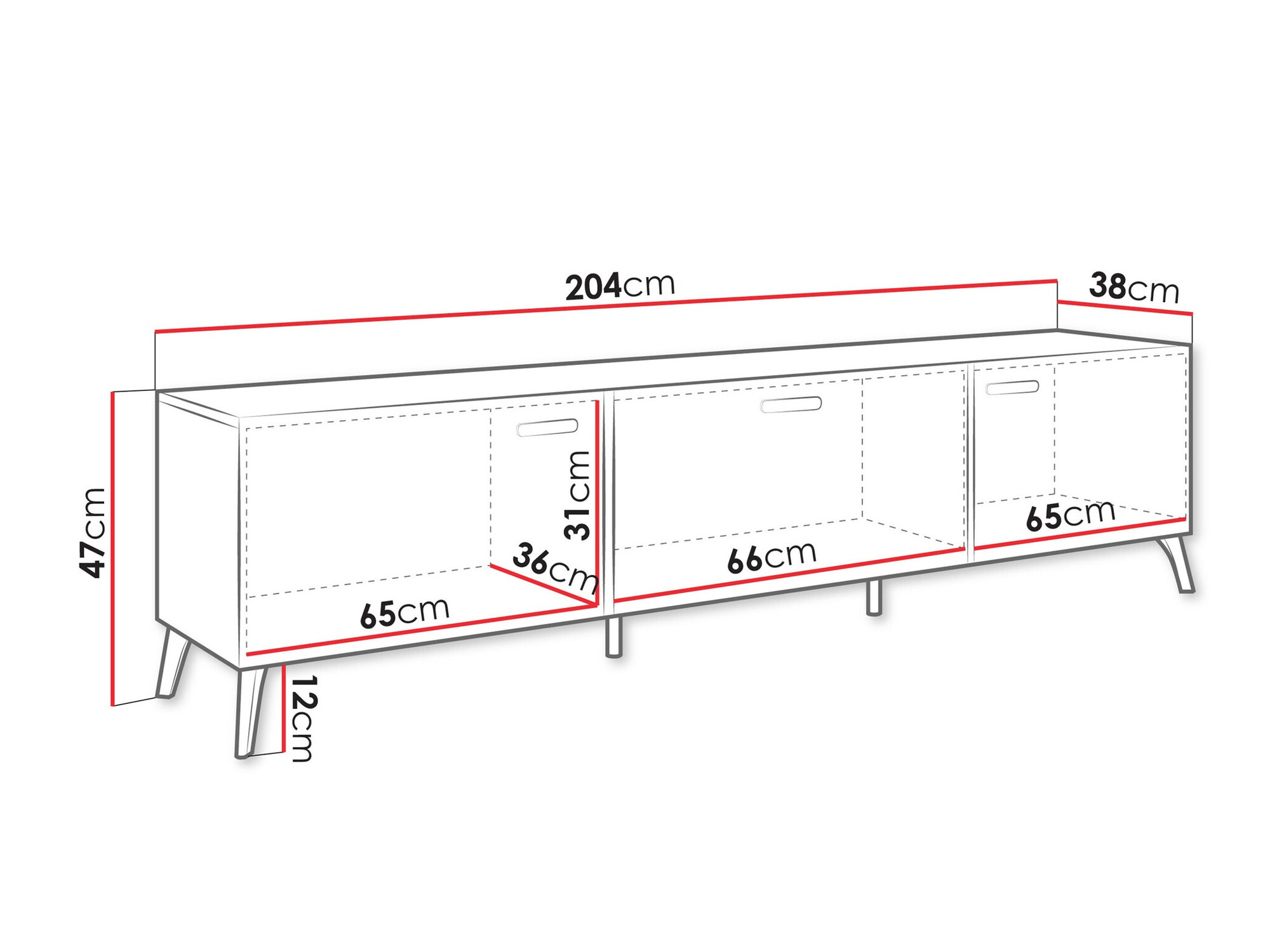 Έπιπλο τηλεόρασης Comfivo Capella I (Κασμίρι + Γυαλιστερό κασμίρ)