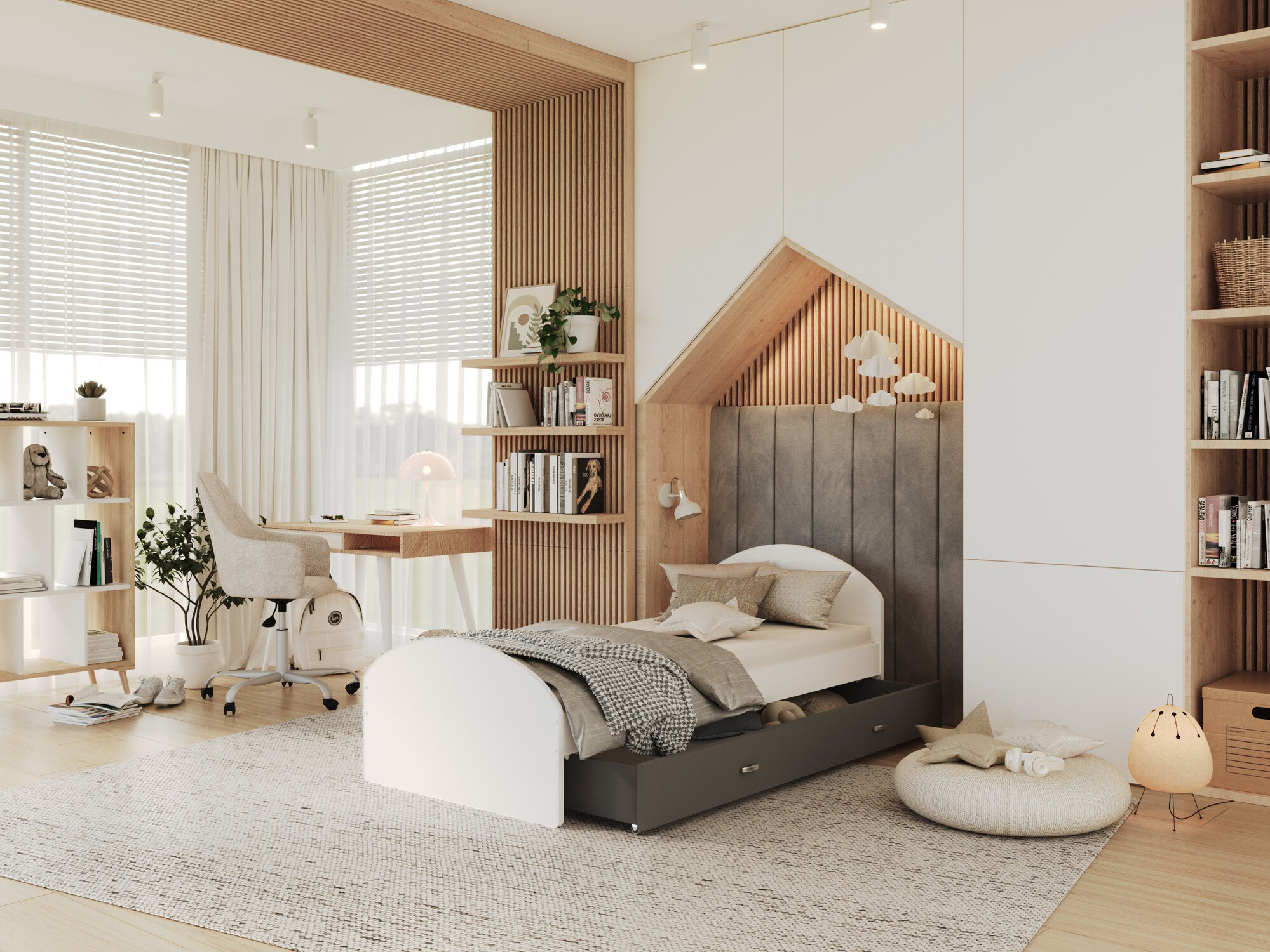 Bed Aurora 177 (White + Grey)
