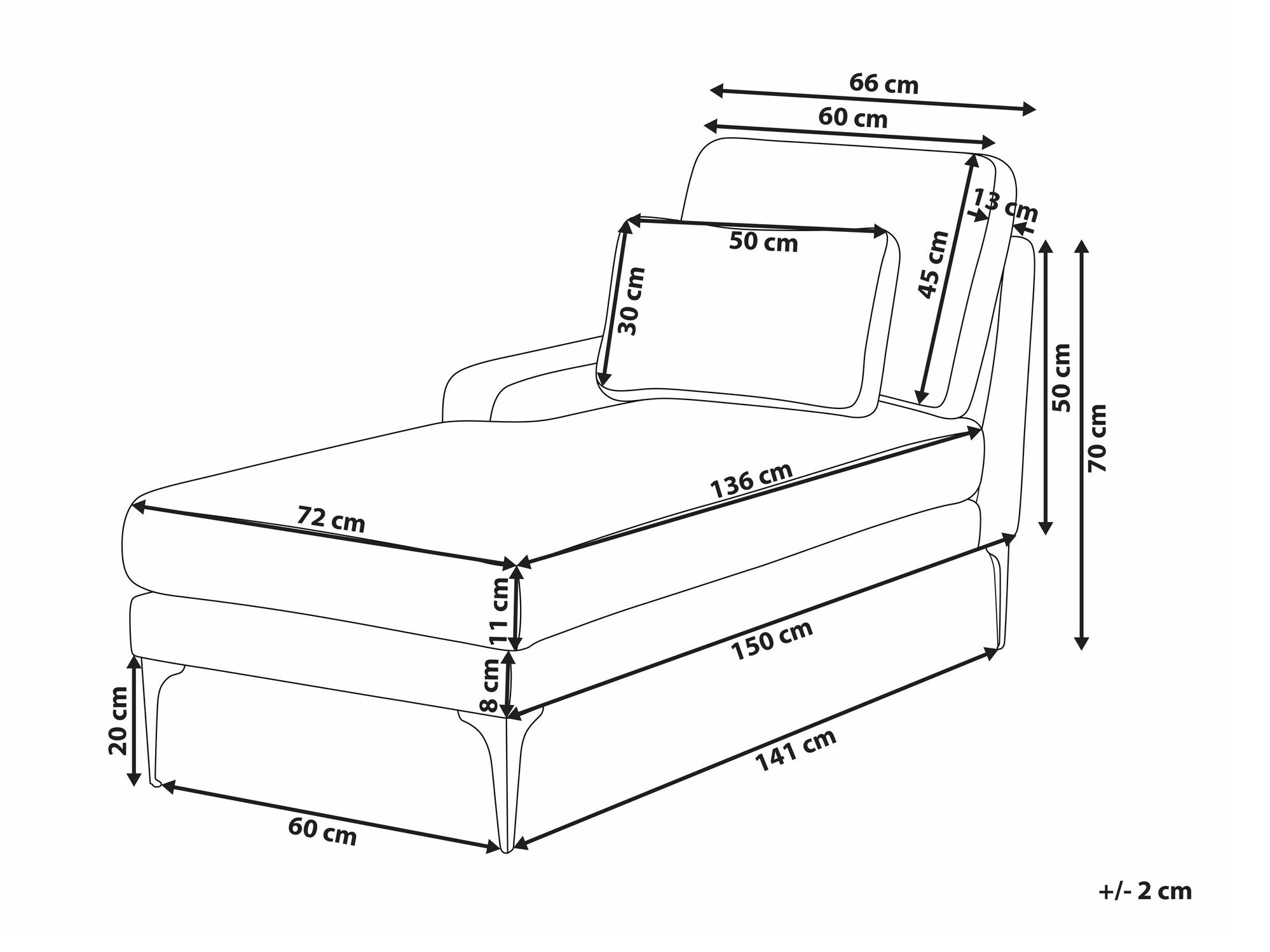 Chaise longue Berwyn 2518 (Light brown)